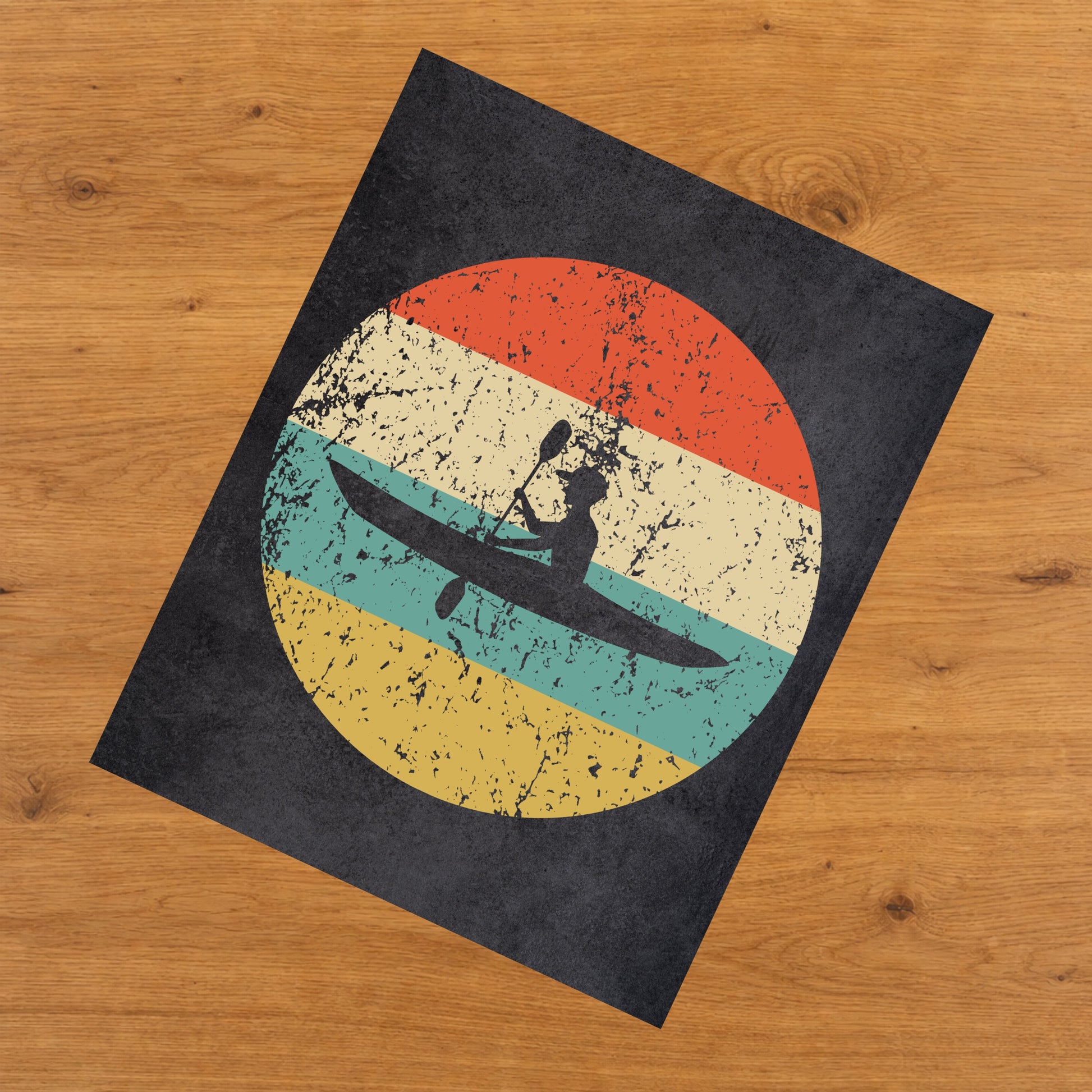Kayak Kayaking Sports Icon Retro 8"x10" Wall Art Print