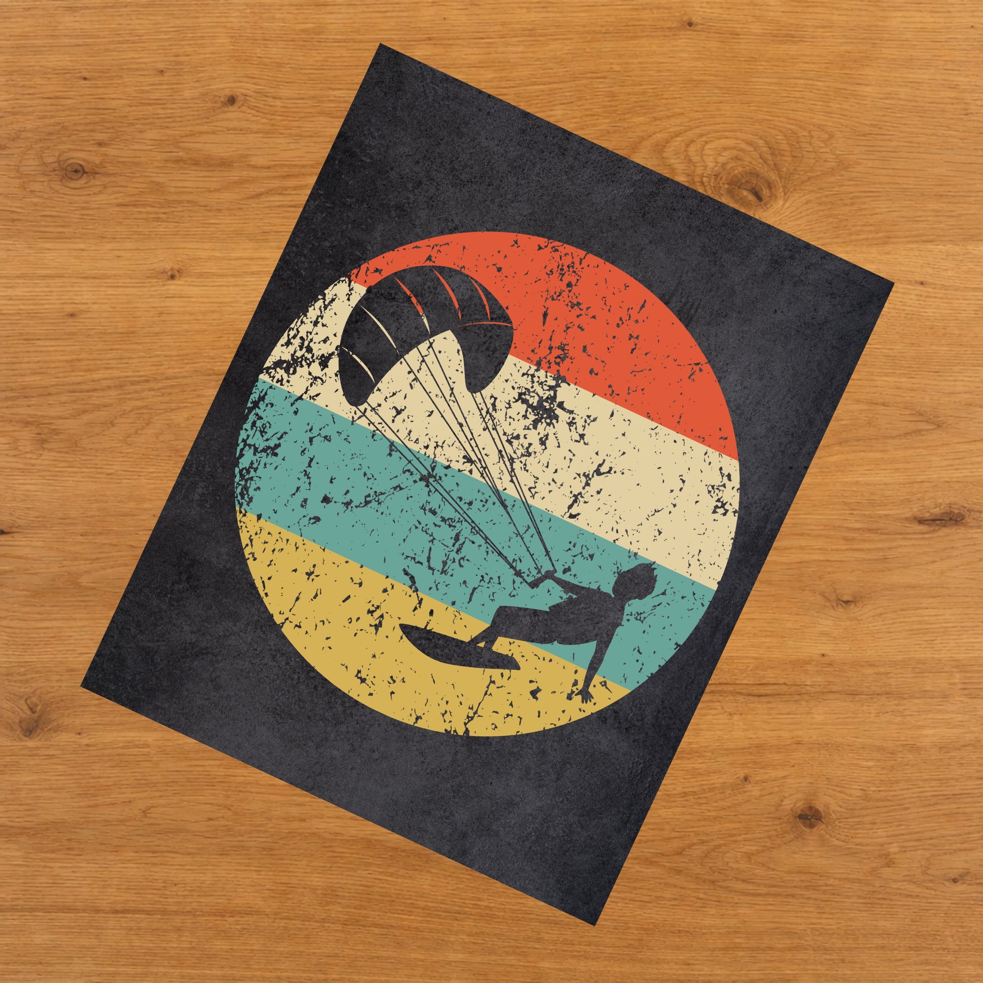Kite Surfing Sports Icon Retro 8"x10" Wall Art Print