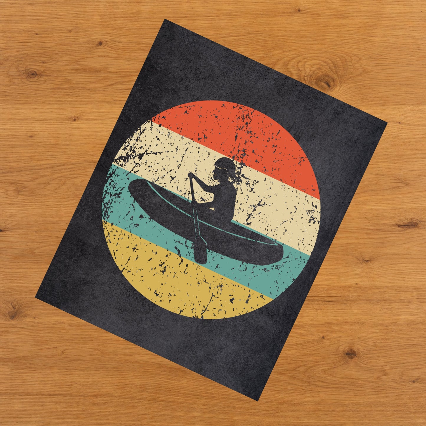 White Water Rafting Icon Retro 8"x10" Wall Art Print