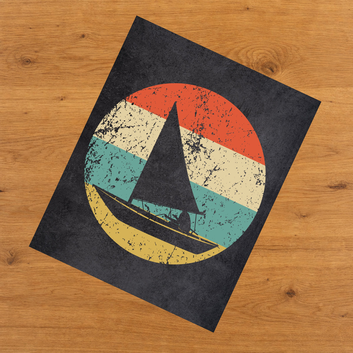 Sailing Sail Boat Icon Retro 8"x10" Wall Art Print