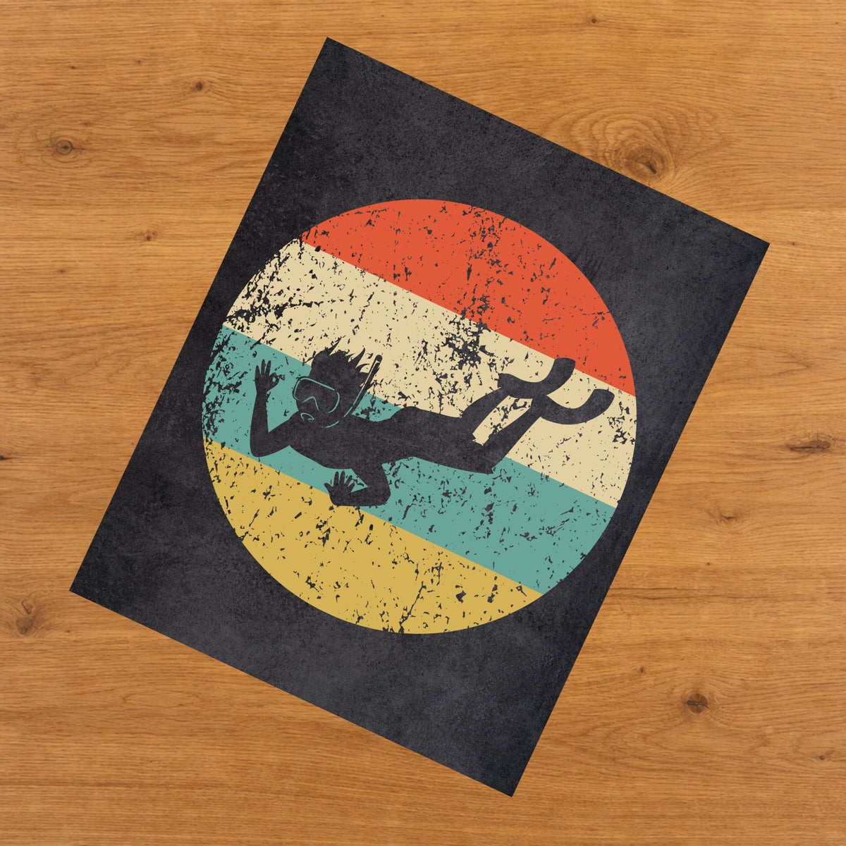 Snorkeling Icon Retro 8"x10" Wall Art Print