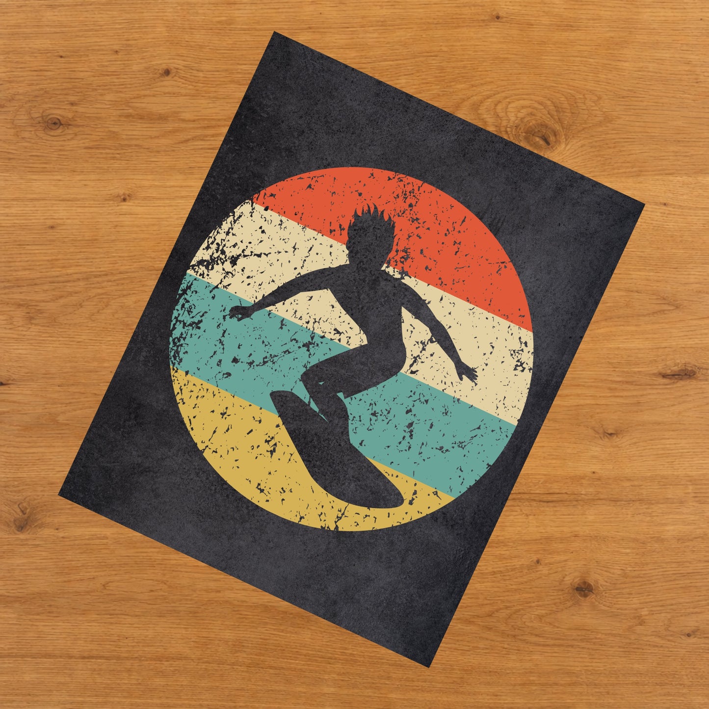 Surfer Surfing Icon Retro 8"x10" Wall Art Print
