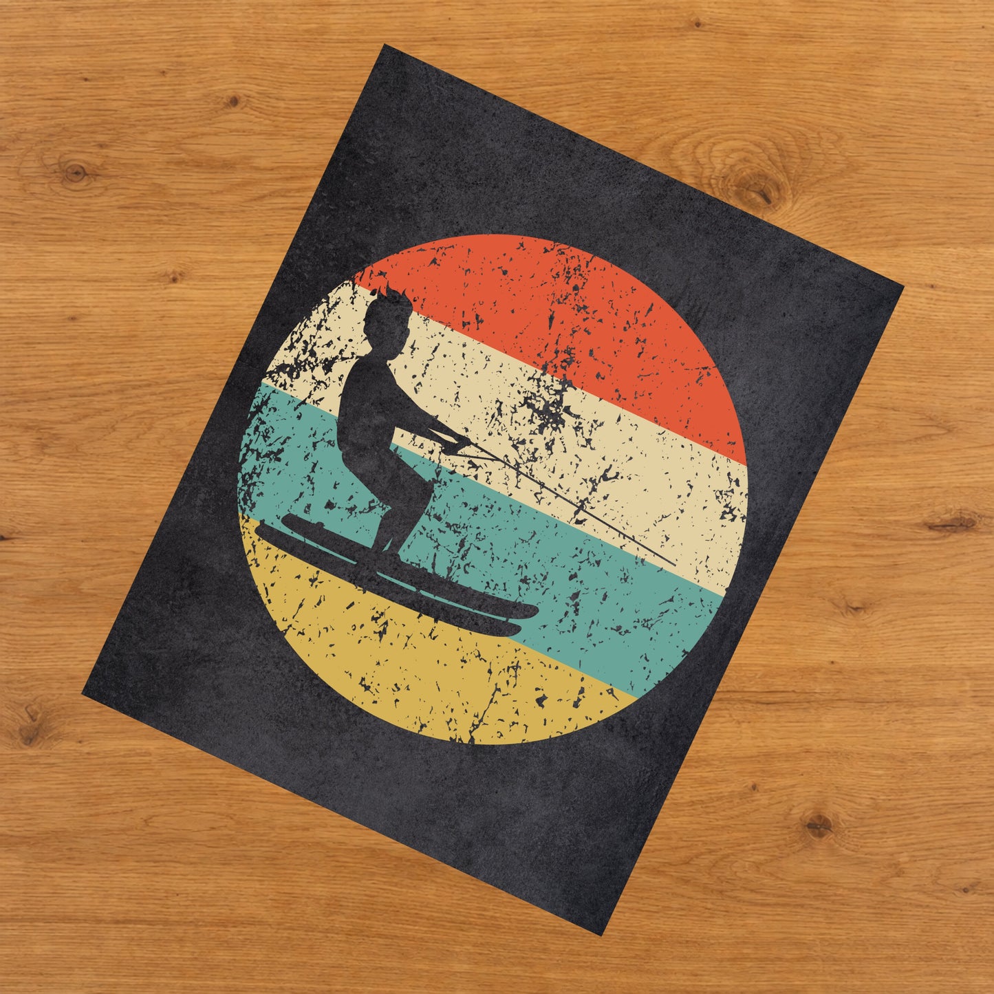 Waterskiing Icon Retro 8"x10" Wall Art Print