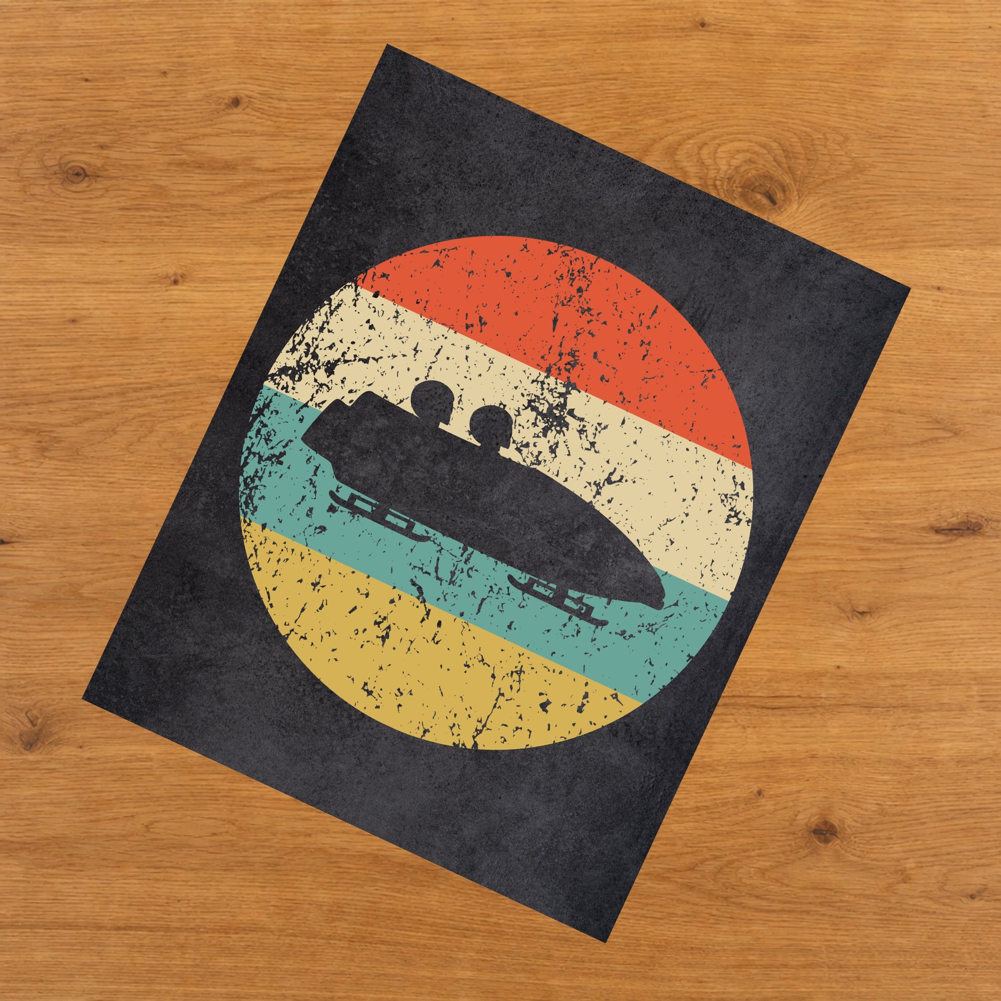 Bobsledding Bobsled Sports Icon Retro 8"x10" Wall Art Print