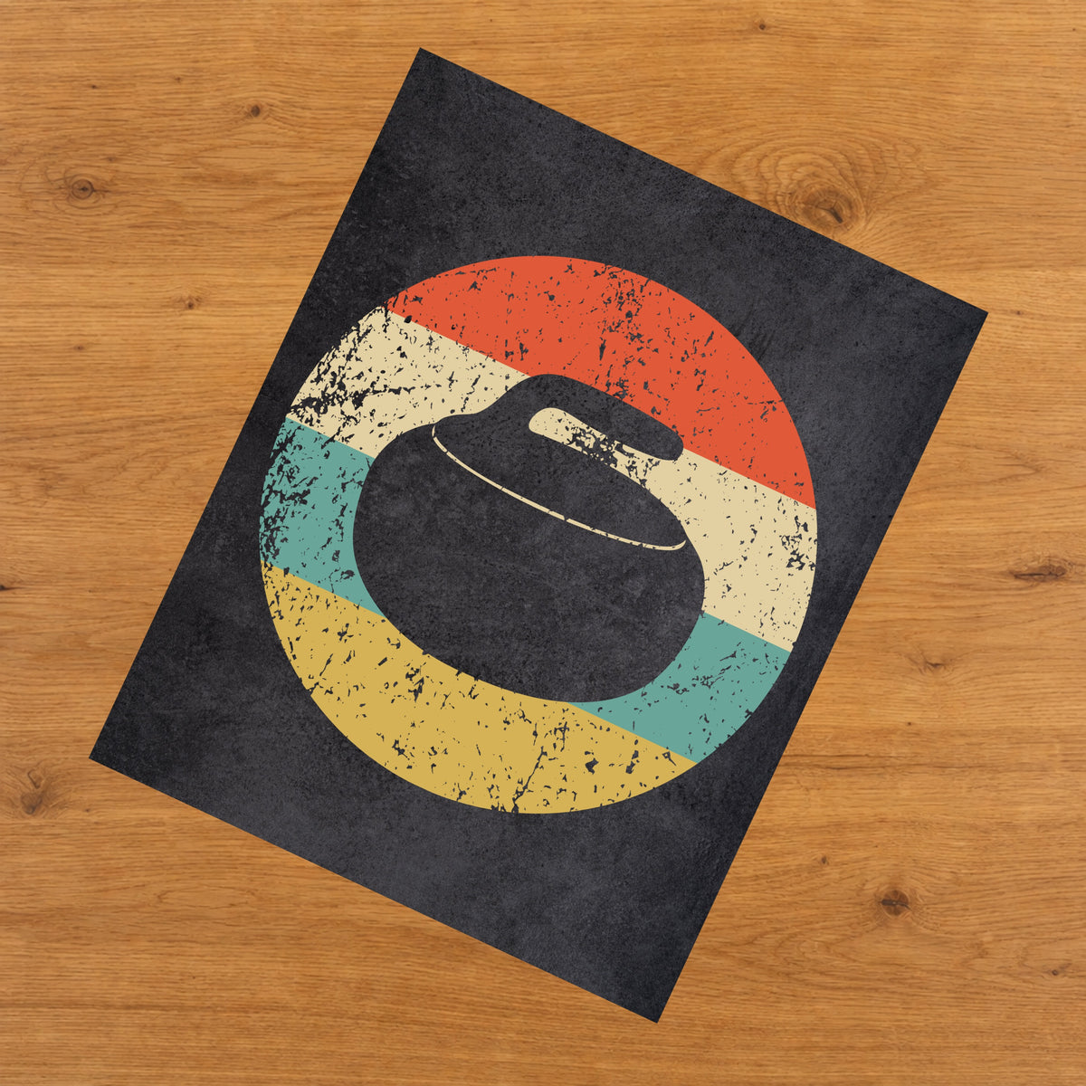 Curling Stone Sports Icon Retro 8"x10" Wall Art Print