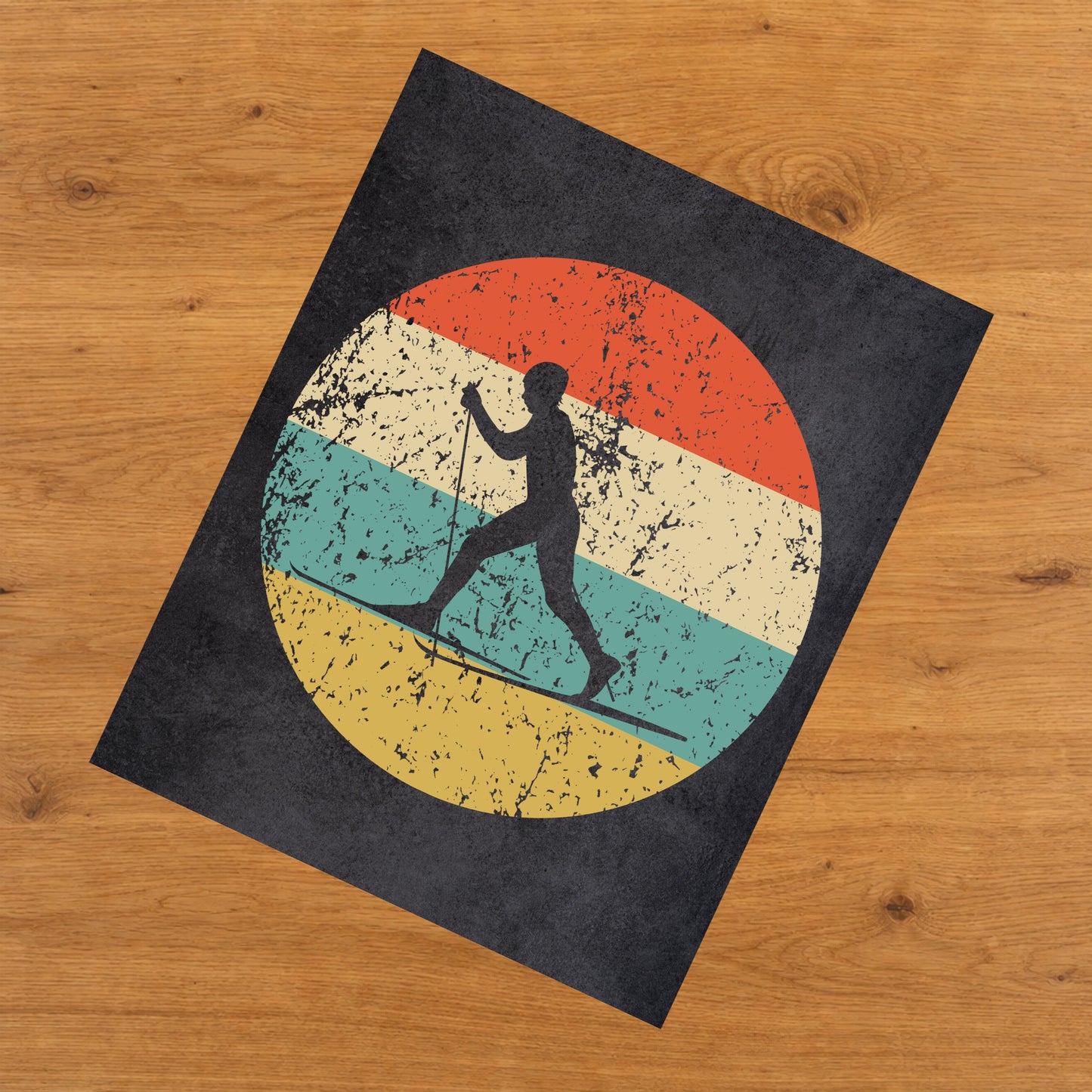 Cross Country Skiing Sports Icon Retro 8"x10" Wall Art Print