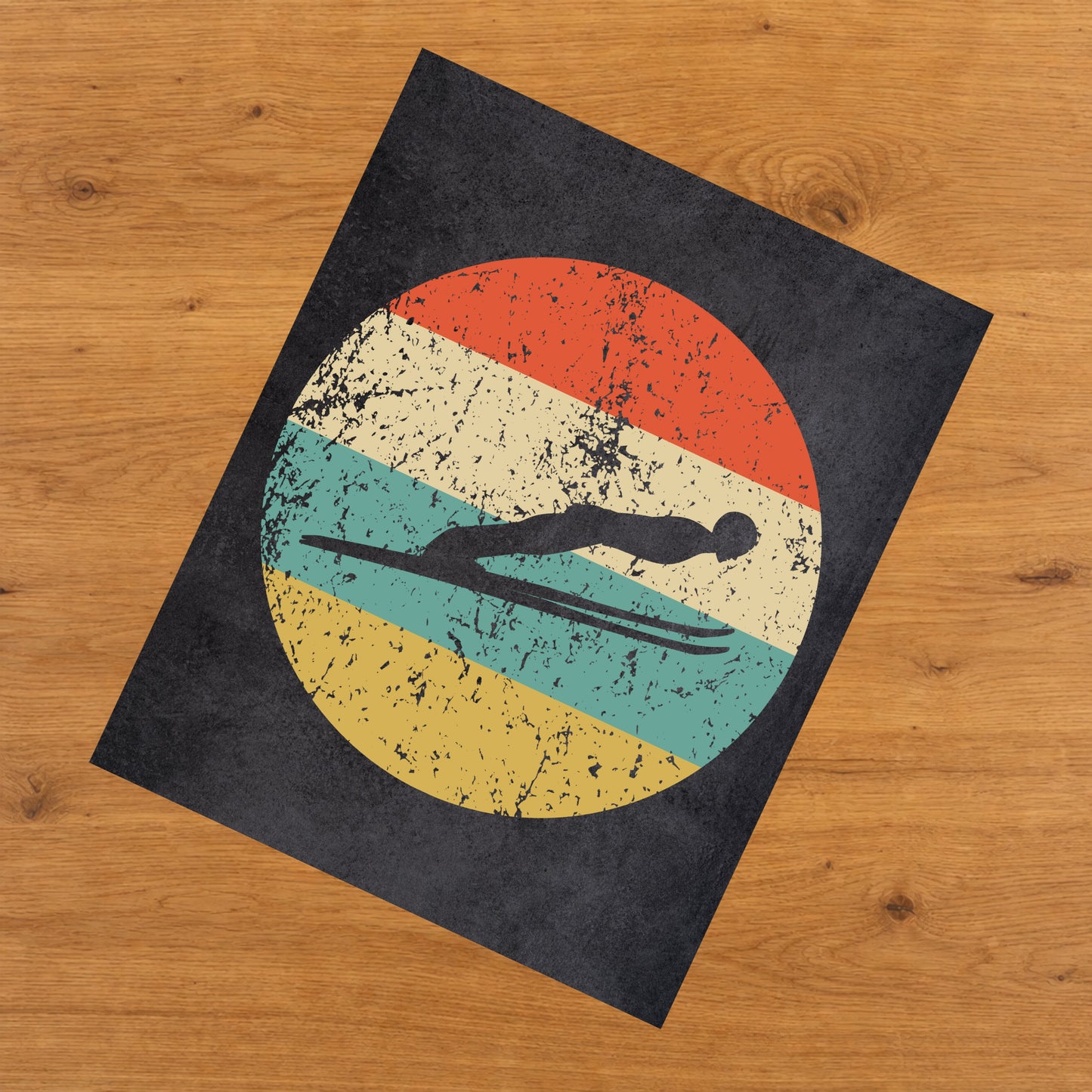 Ski Jumping Sports Icon Retro 8"x10" Wall Art Print