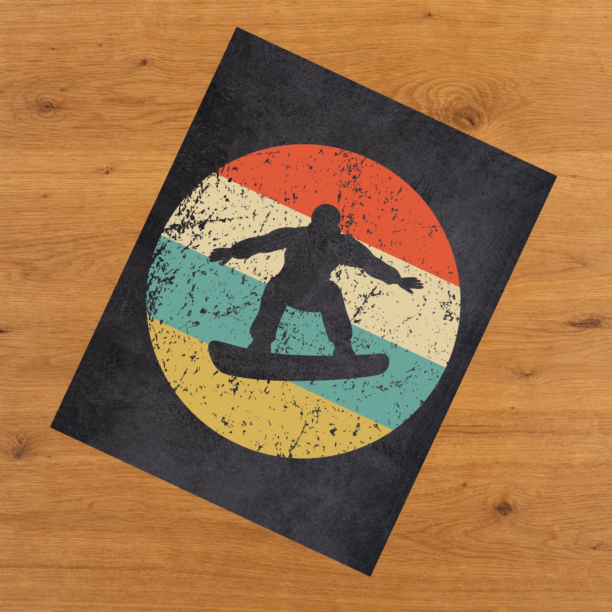 Snowboarding Sports Icon Retro 8"x10" Wall Art Print