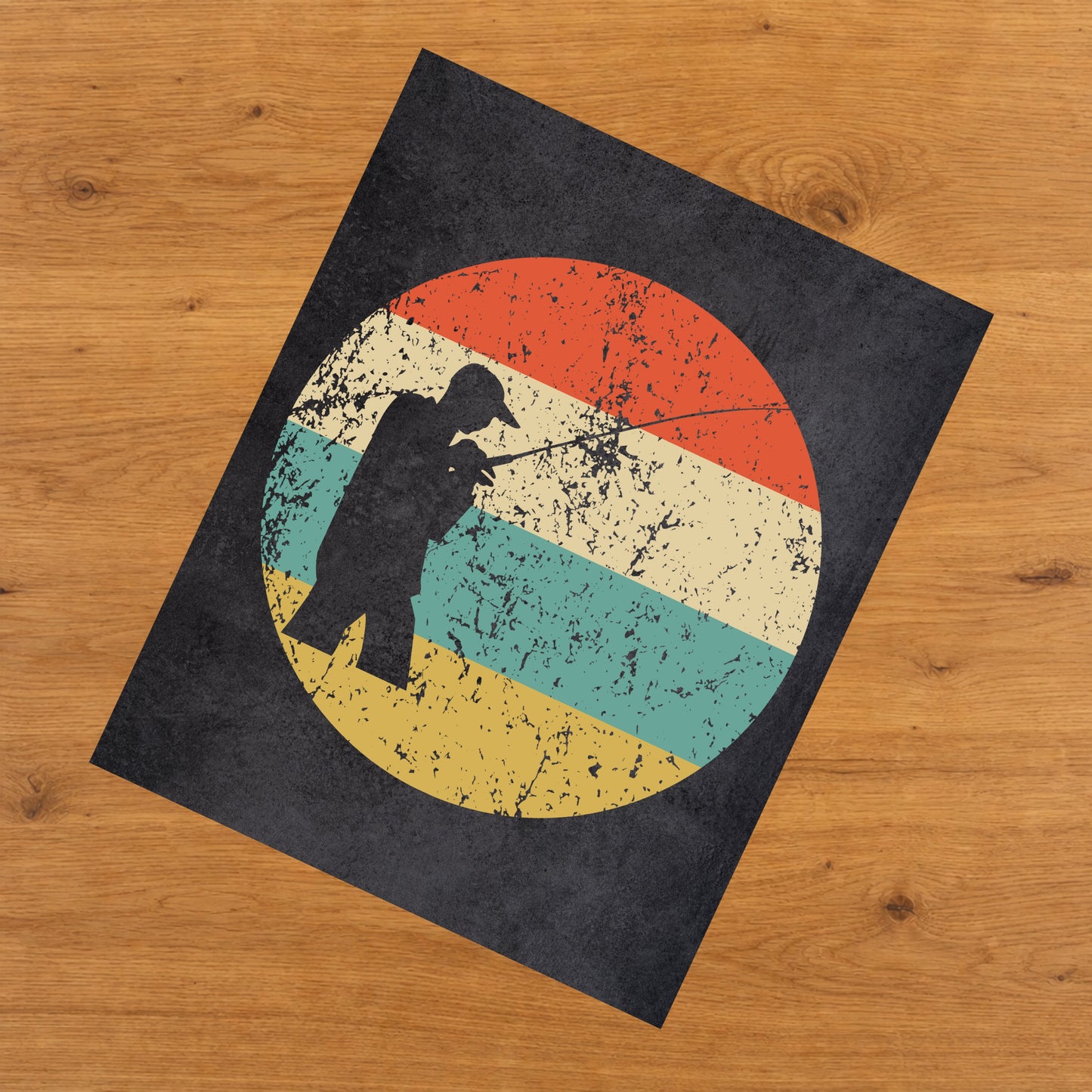 Fisherman Fishing Icon Retro 8"x10" Wall Art Print