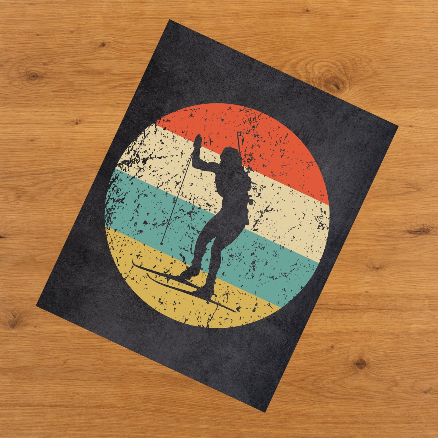 Biathlon Biathlete Icon Retro 8"x10" Wall Art Print