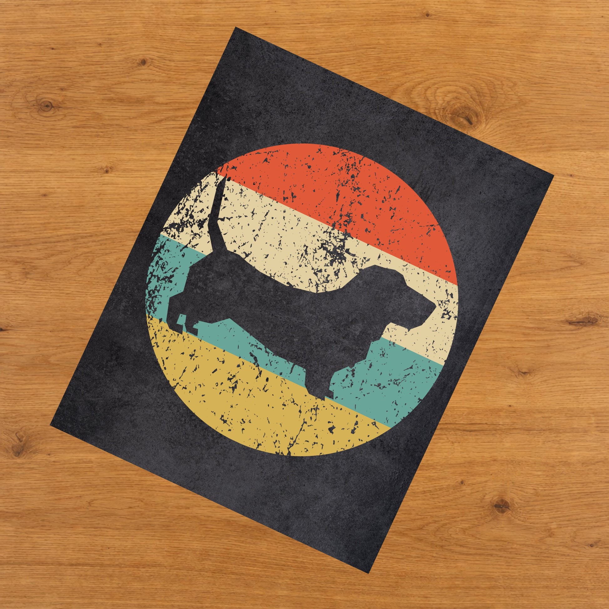 Basset Hound Dog Icon Retro 8"x10" Wall Art Print