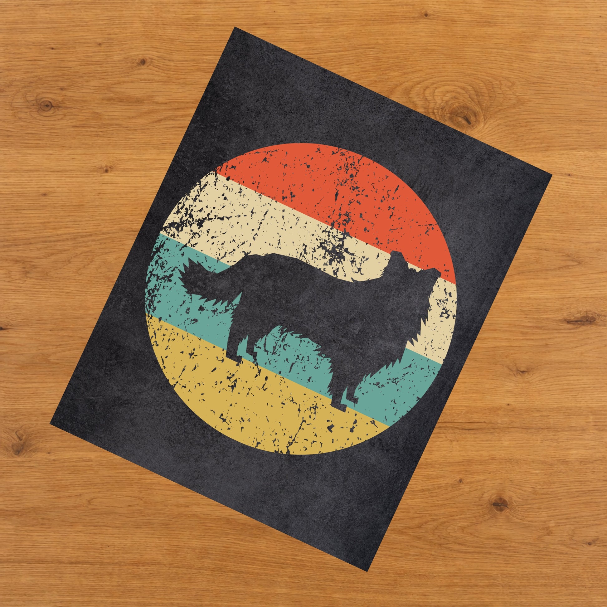 Border Collie Dog Icon Retro 8"x10" Wall Art Print
