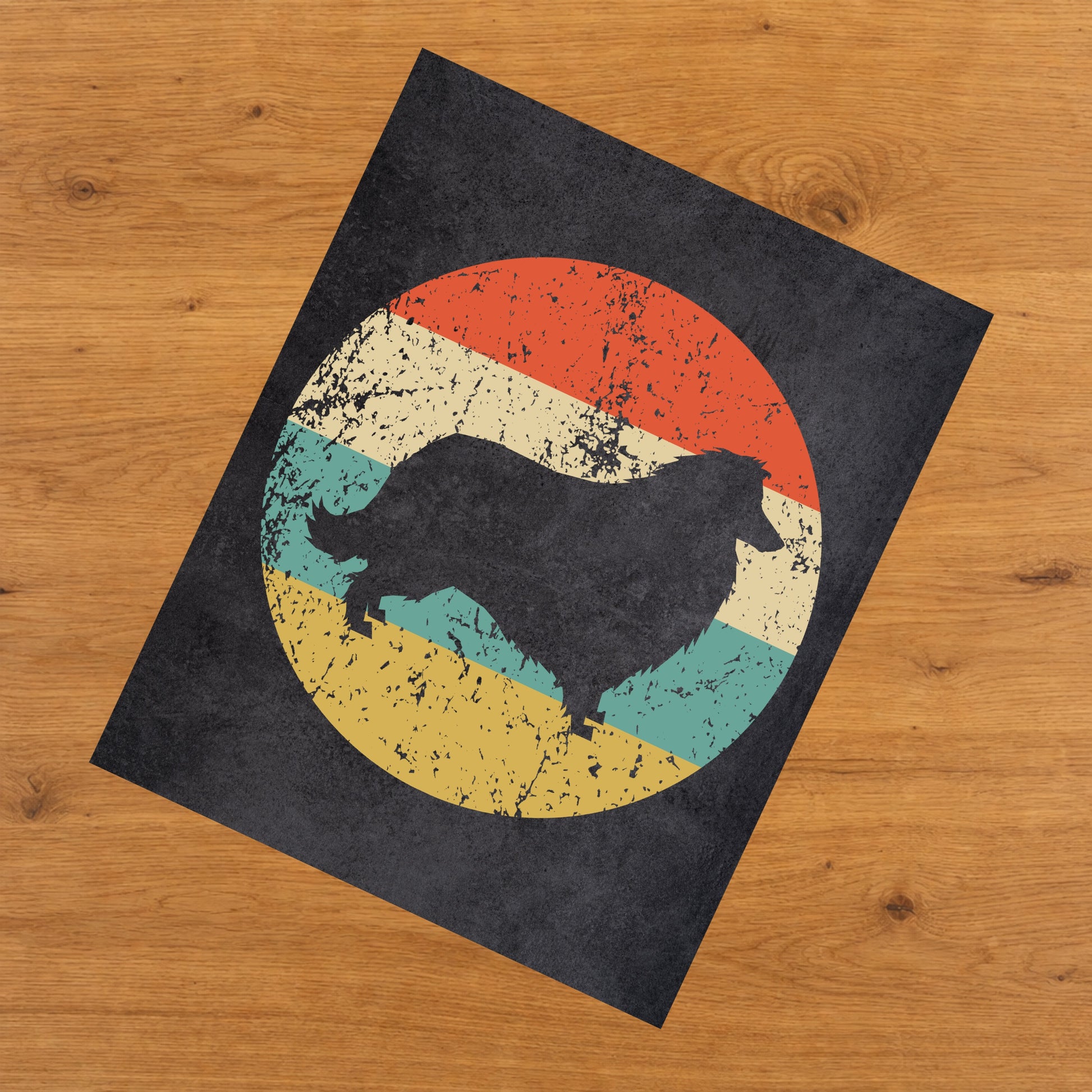Collie Dog Icon Retro 8"x10" Wall Art Print