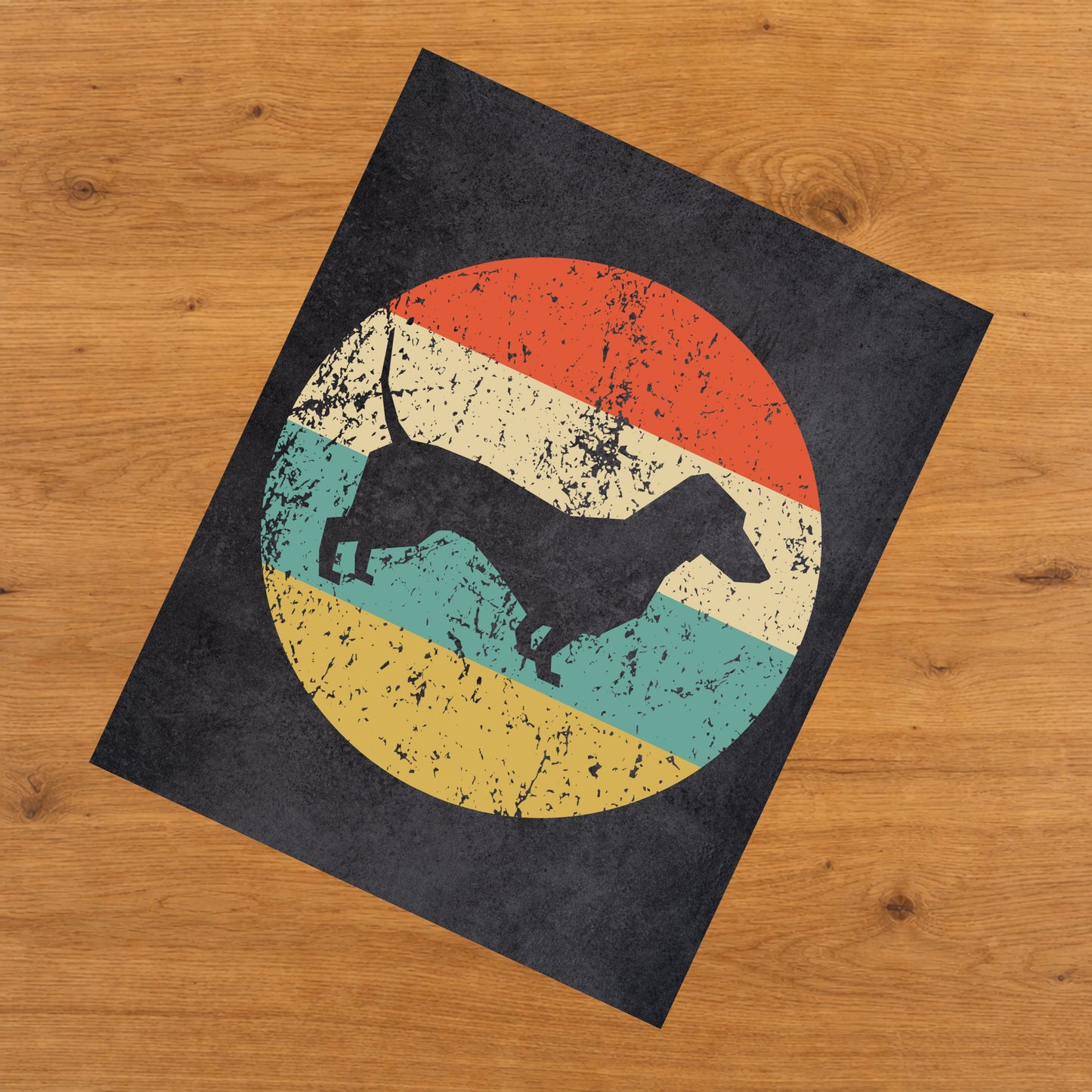 Dachshund Dog Icon Retro 8"x10" Wall Art Print