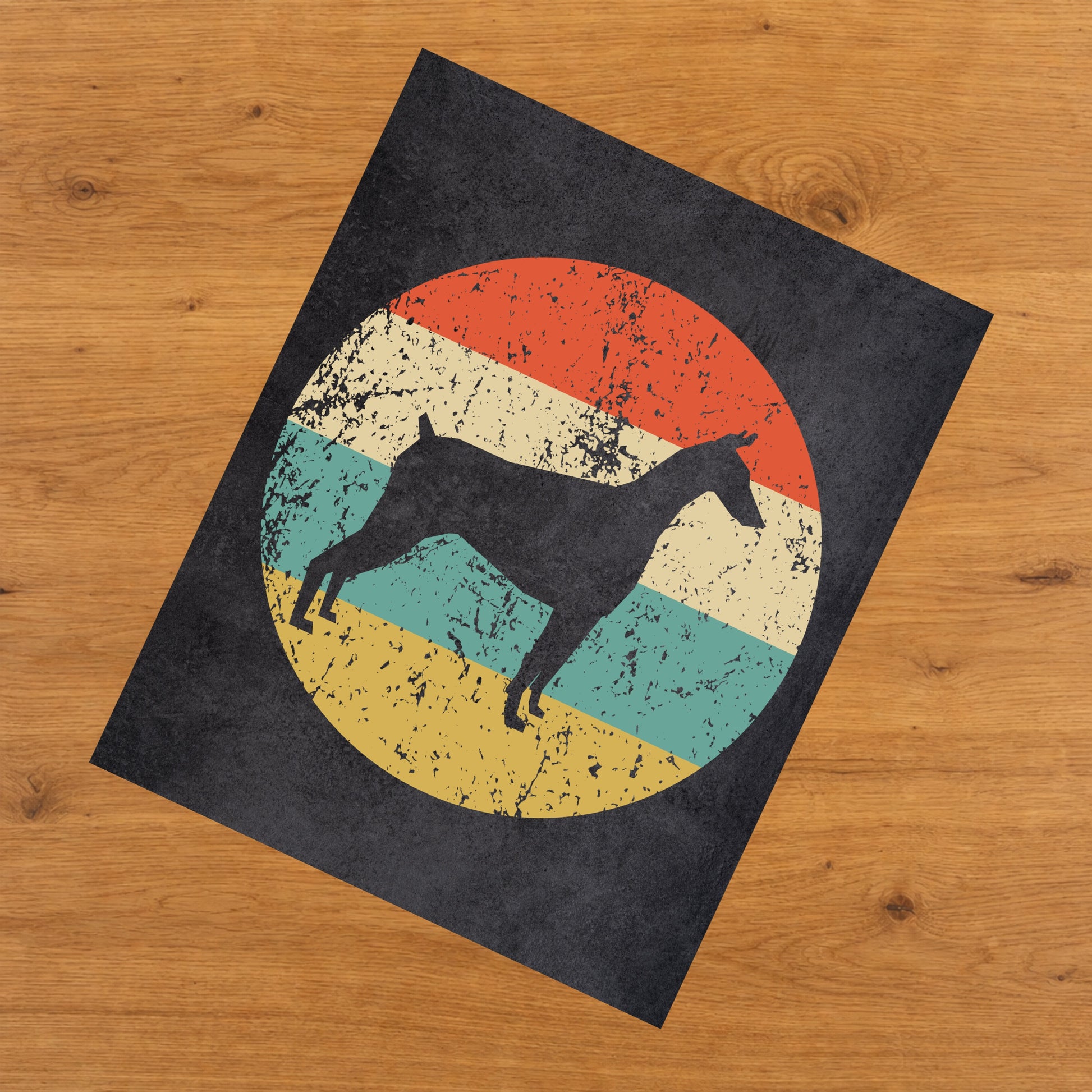 Doberman Dog Icon Retro 8"x10" Wall Art Print