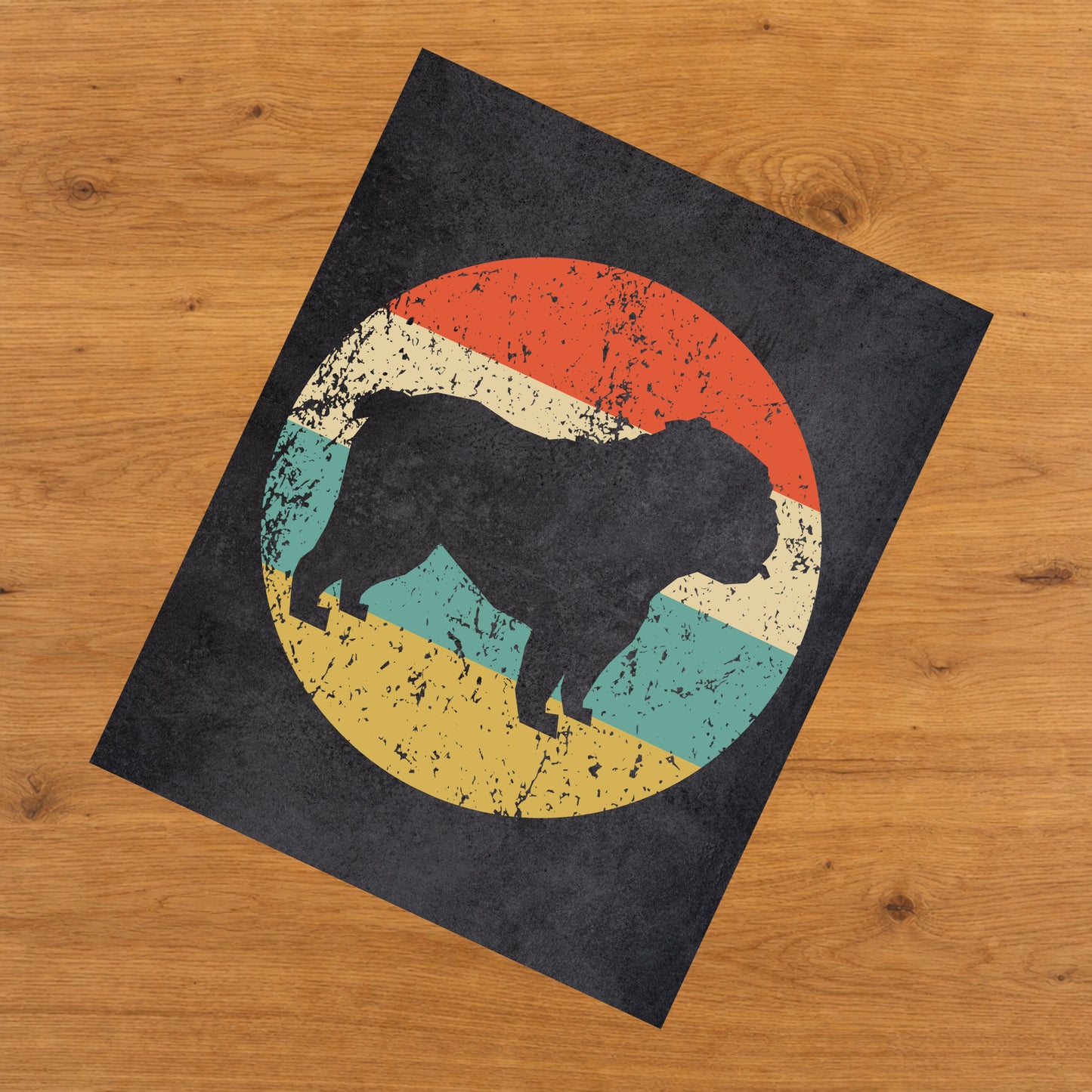 English Bulldog Icon Retro 8"x10" Wall Art Print