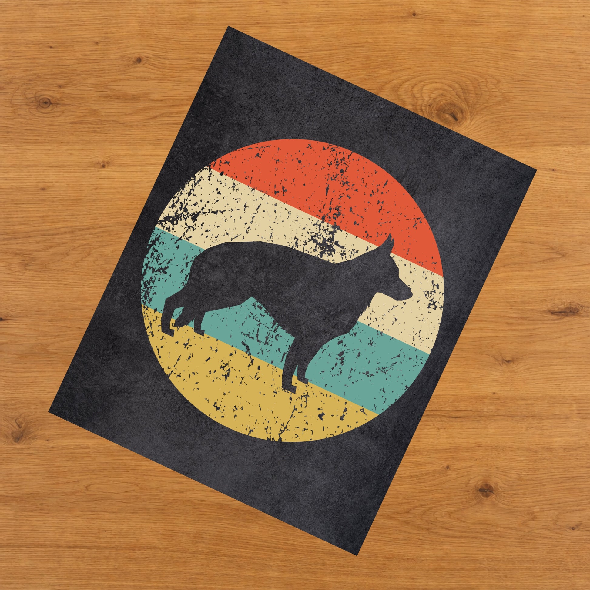 German Shepherd Dog Icon Retro 8"x10" Wall Art Print
