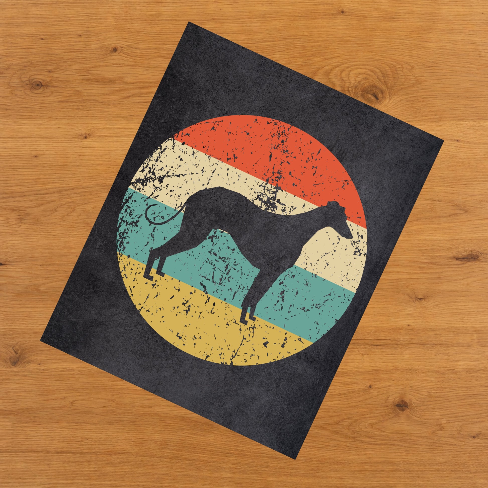 Greyhound Dog Icon Retro 8"x10" Wall Art Print