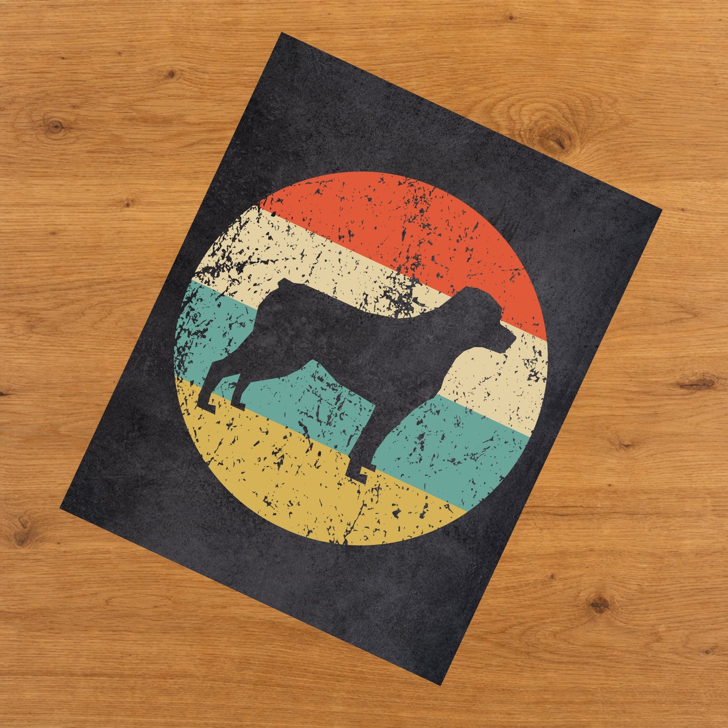Rottweiler Dog Icon Retro 8"x10" Wall Art Print