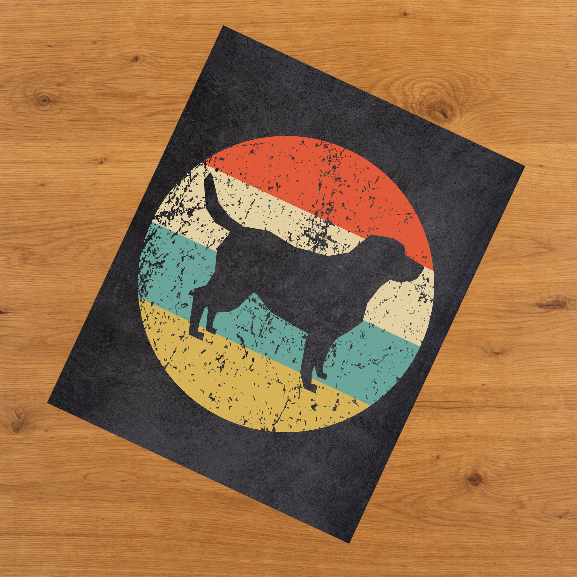 Labrador Retriever Dog Icon Retro 8"x10" Wall Art Print