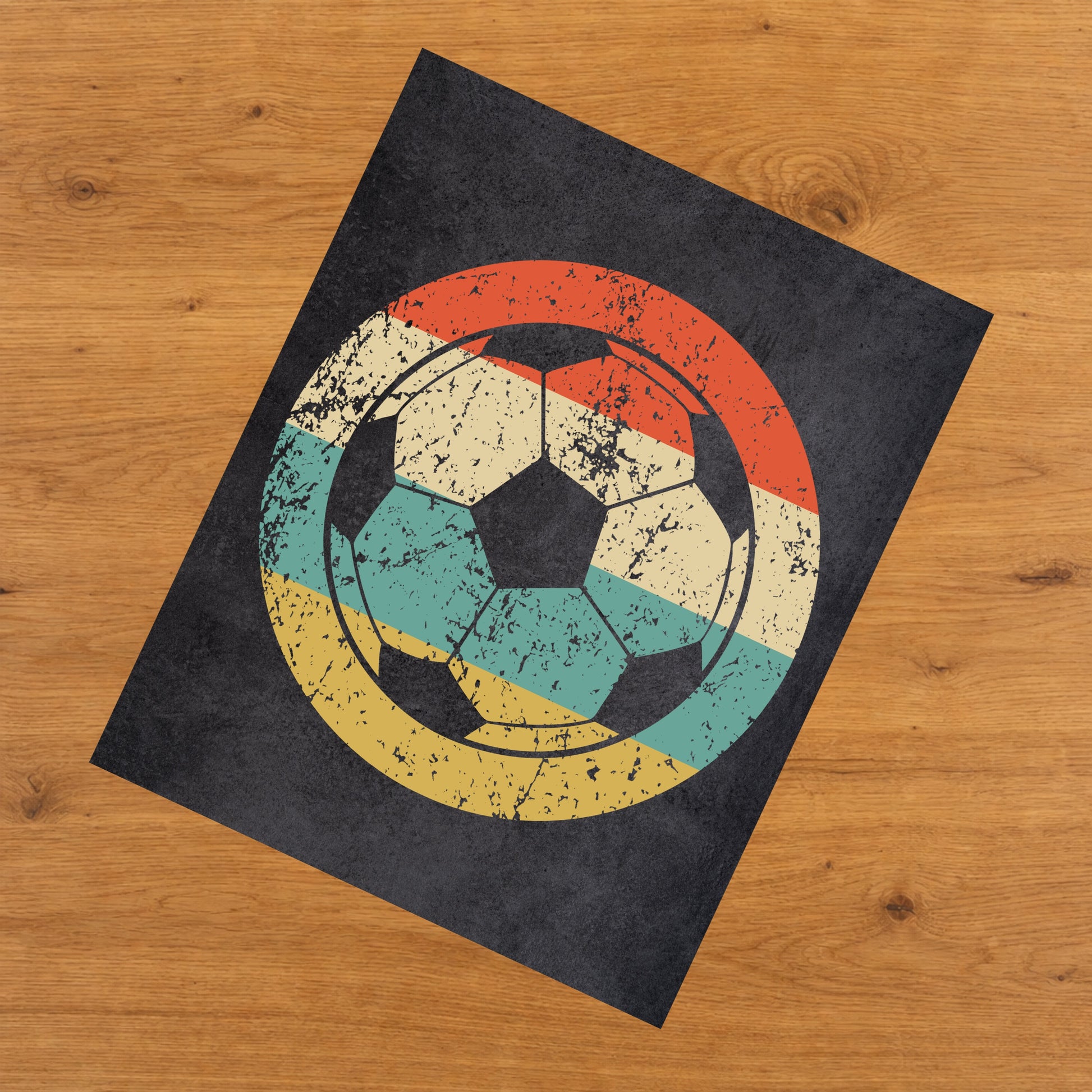 Soccer Ball Sports Icon Retro 8"x10" Wall Art Print