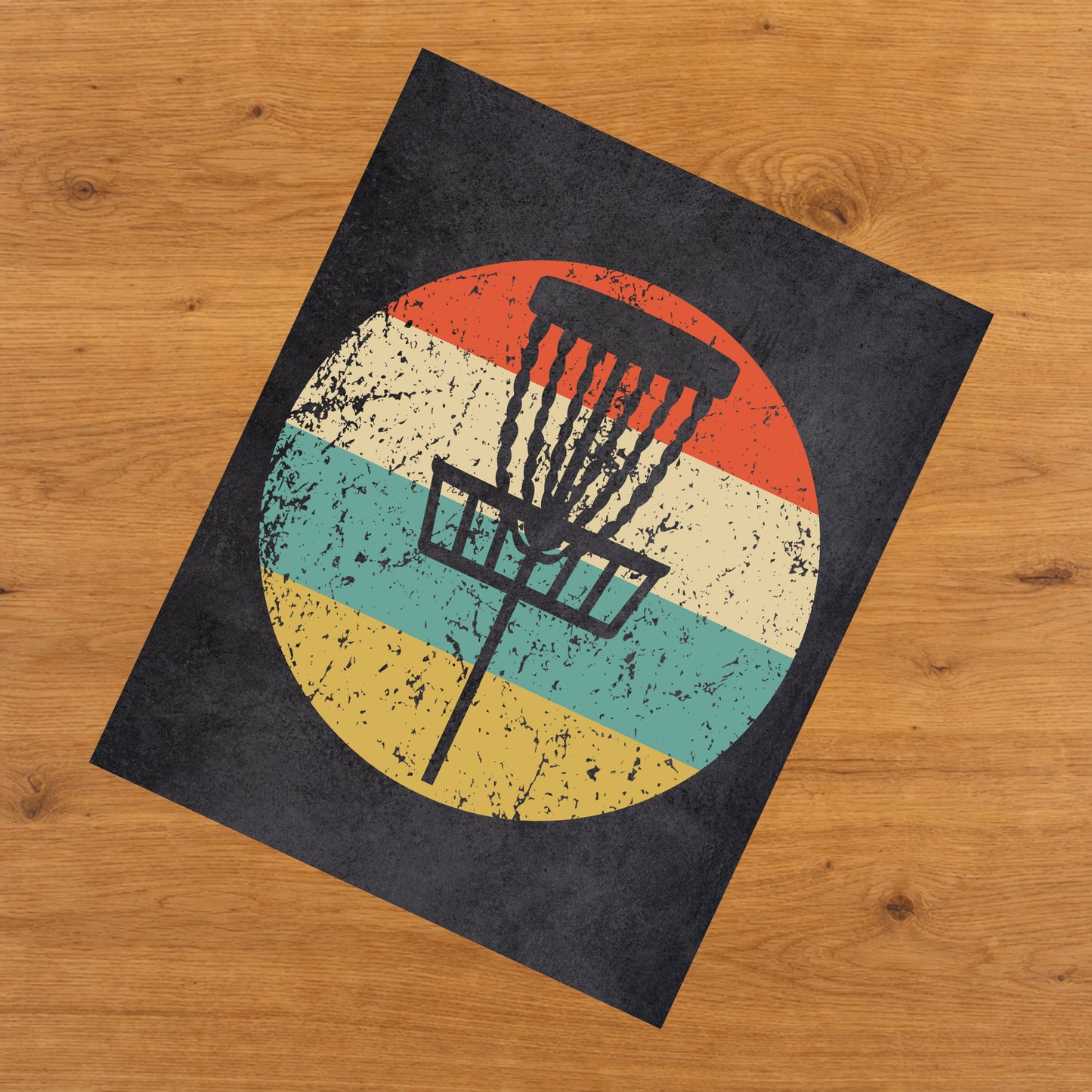 Disc Golf Basket Sports Icon Retro 8"x10" Wall Art Print