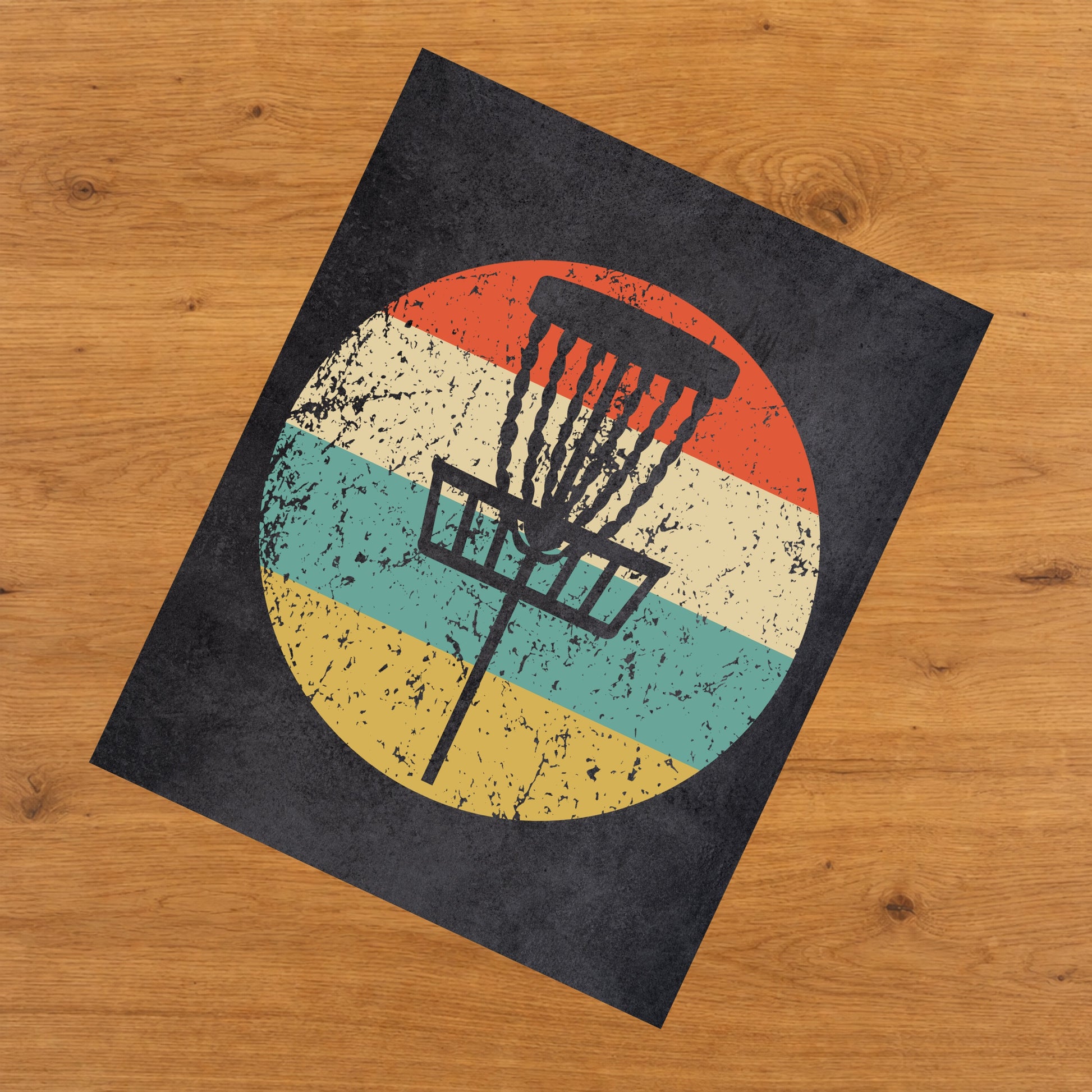 Disc Golf Basket Sports Icon Retro 8"x10" Wall Art Print