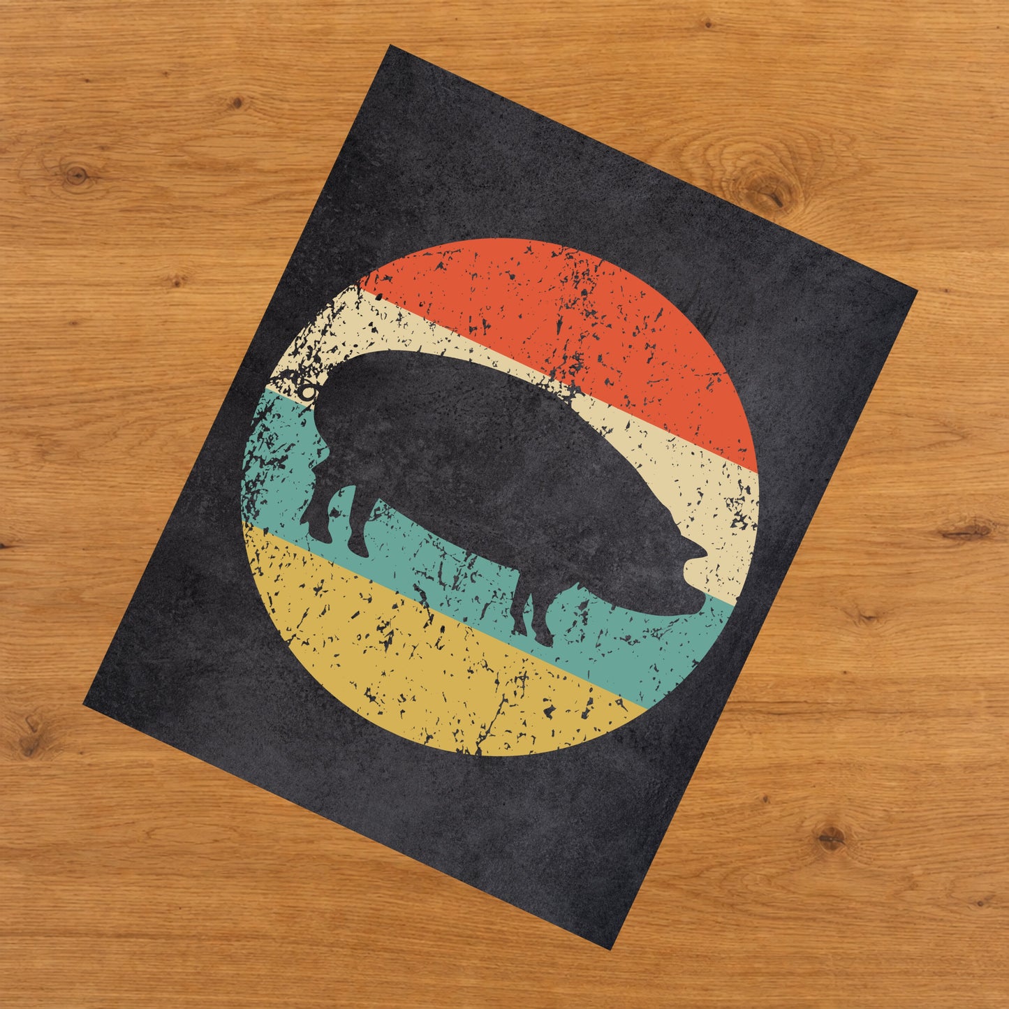 Pig Roast Icon Retro 8"x10" Wall Art Print