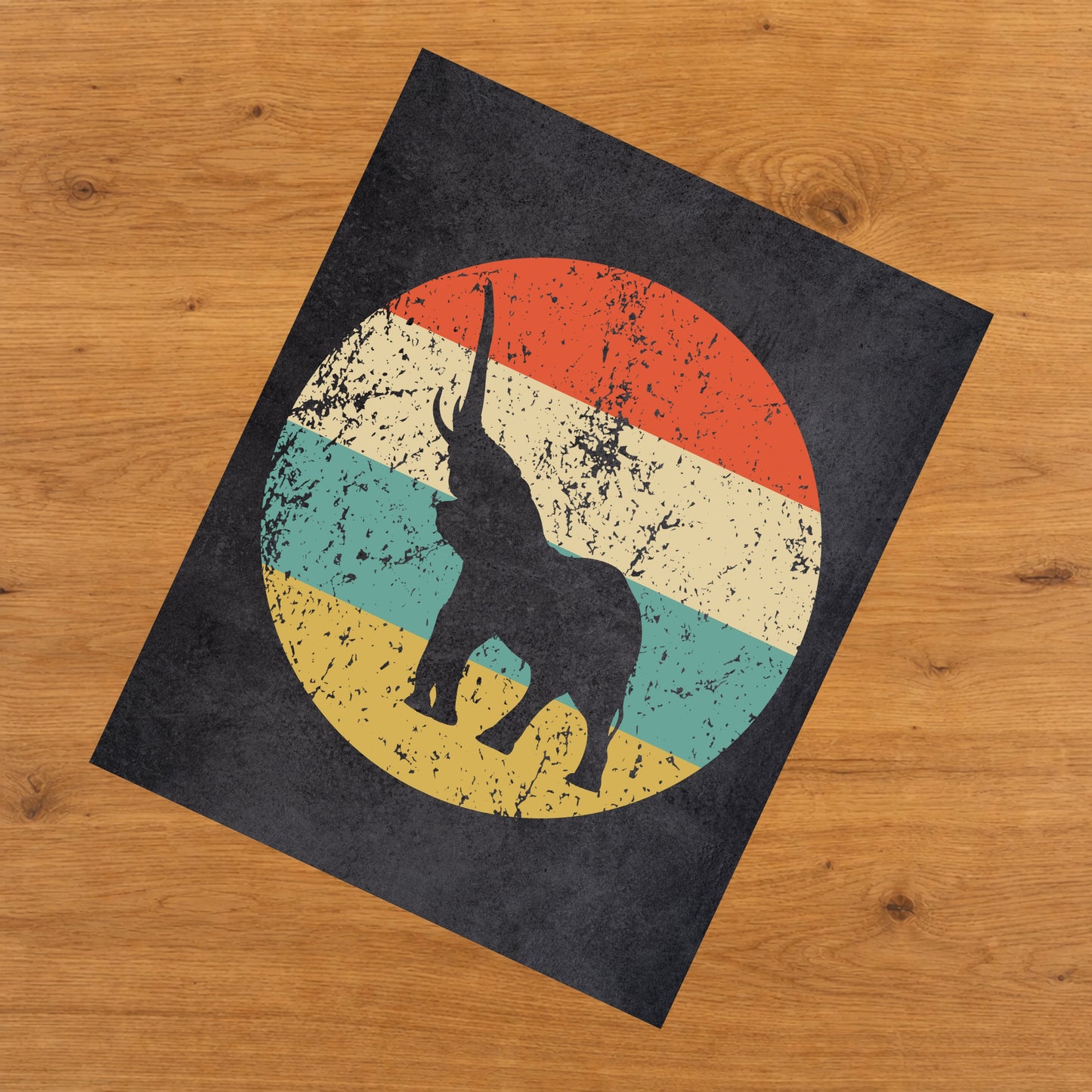 Elephant Animal Icon Retro 8"x10" Wall Art Print