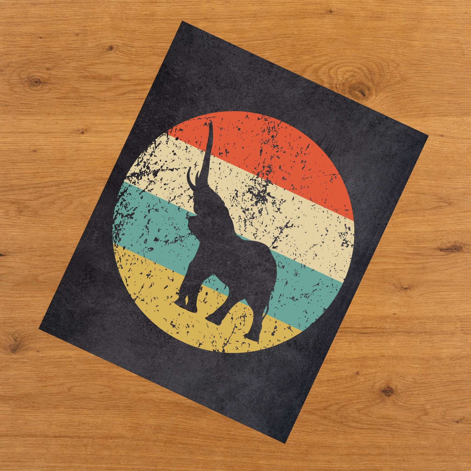 Elephant Animal Icon Retro 8"x10" Wall Art Print