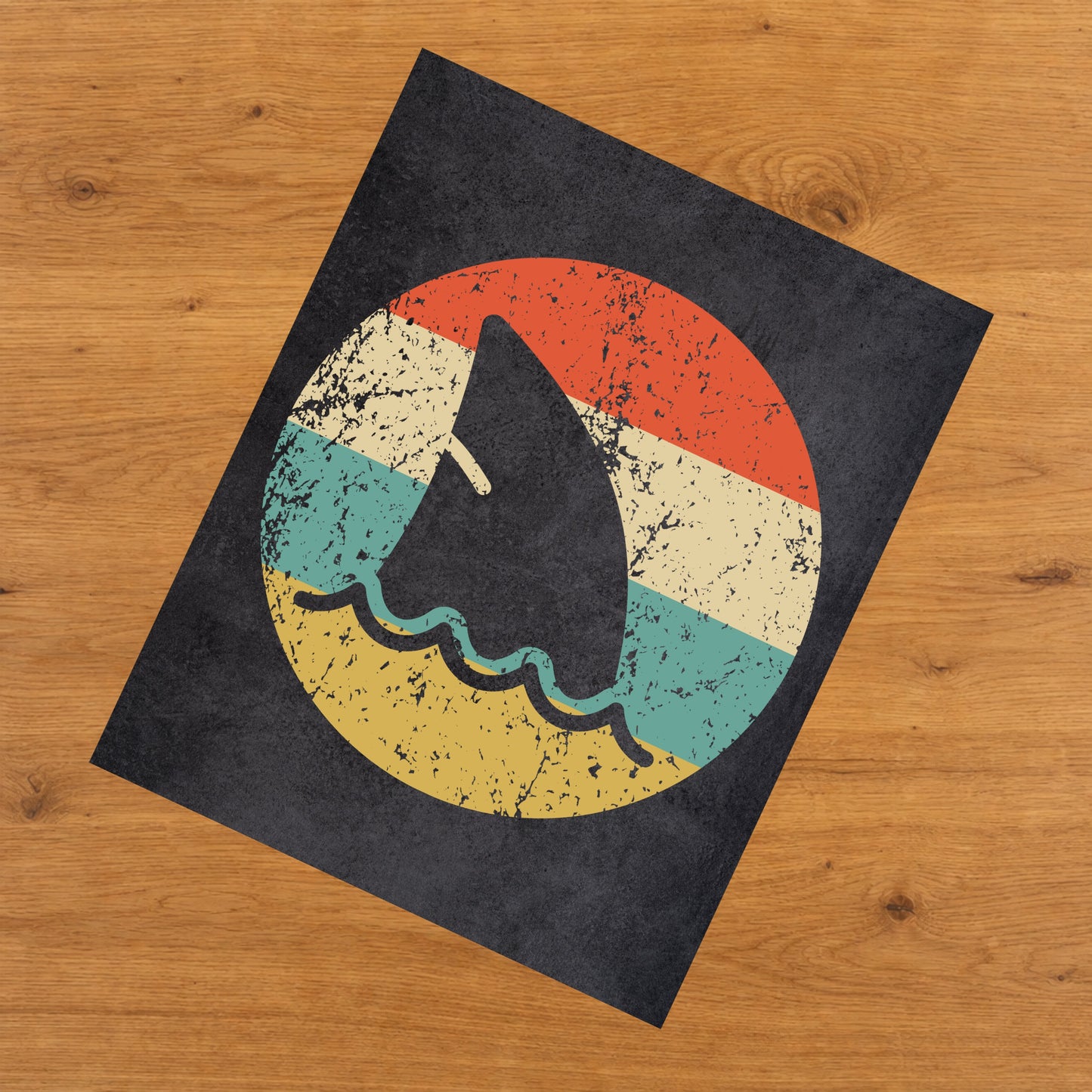 Shark Fin Icon Retro 8"x10" Wall Art Print