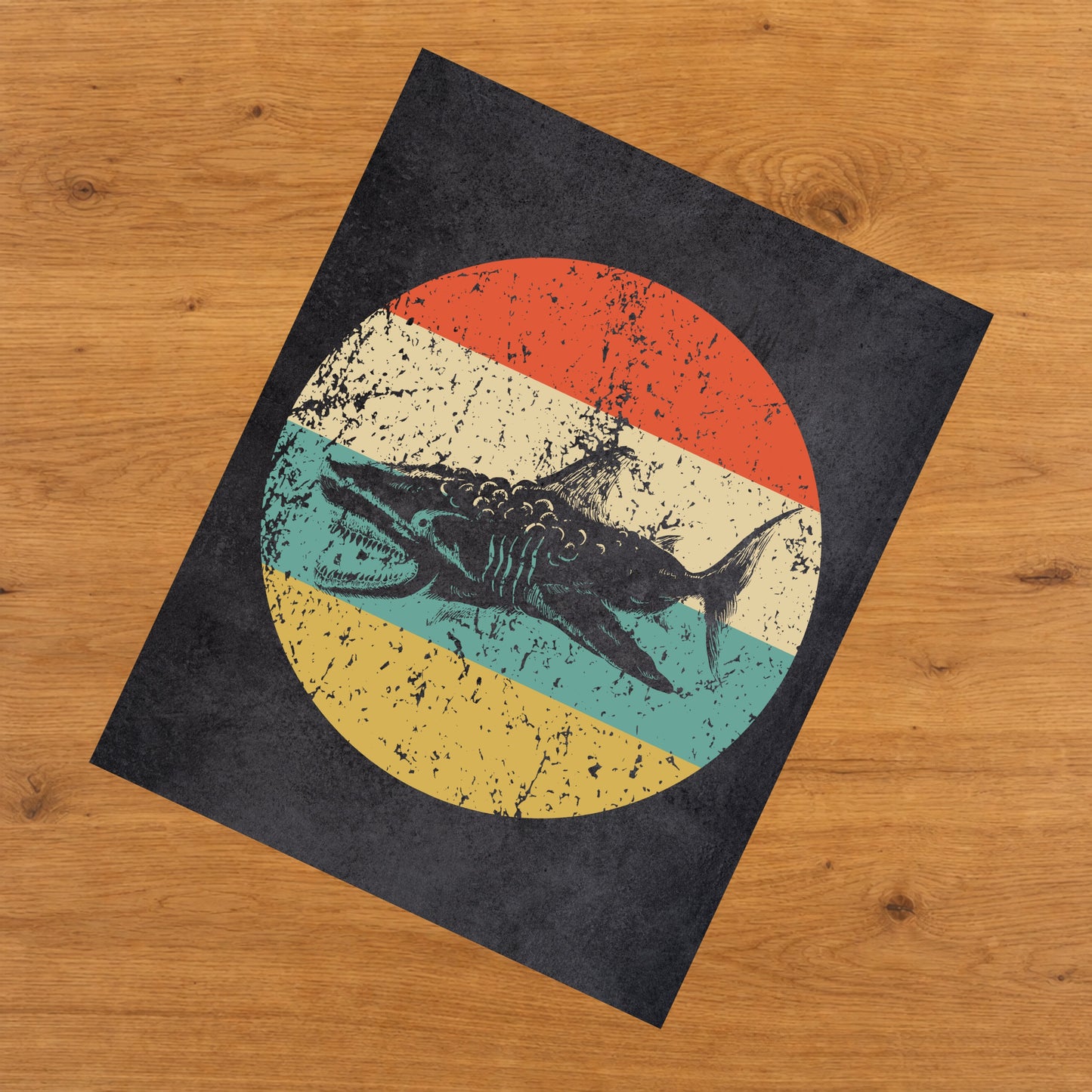 Great White Shark Megalodon Icon Retro 8"x10" Wall Art Print