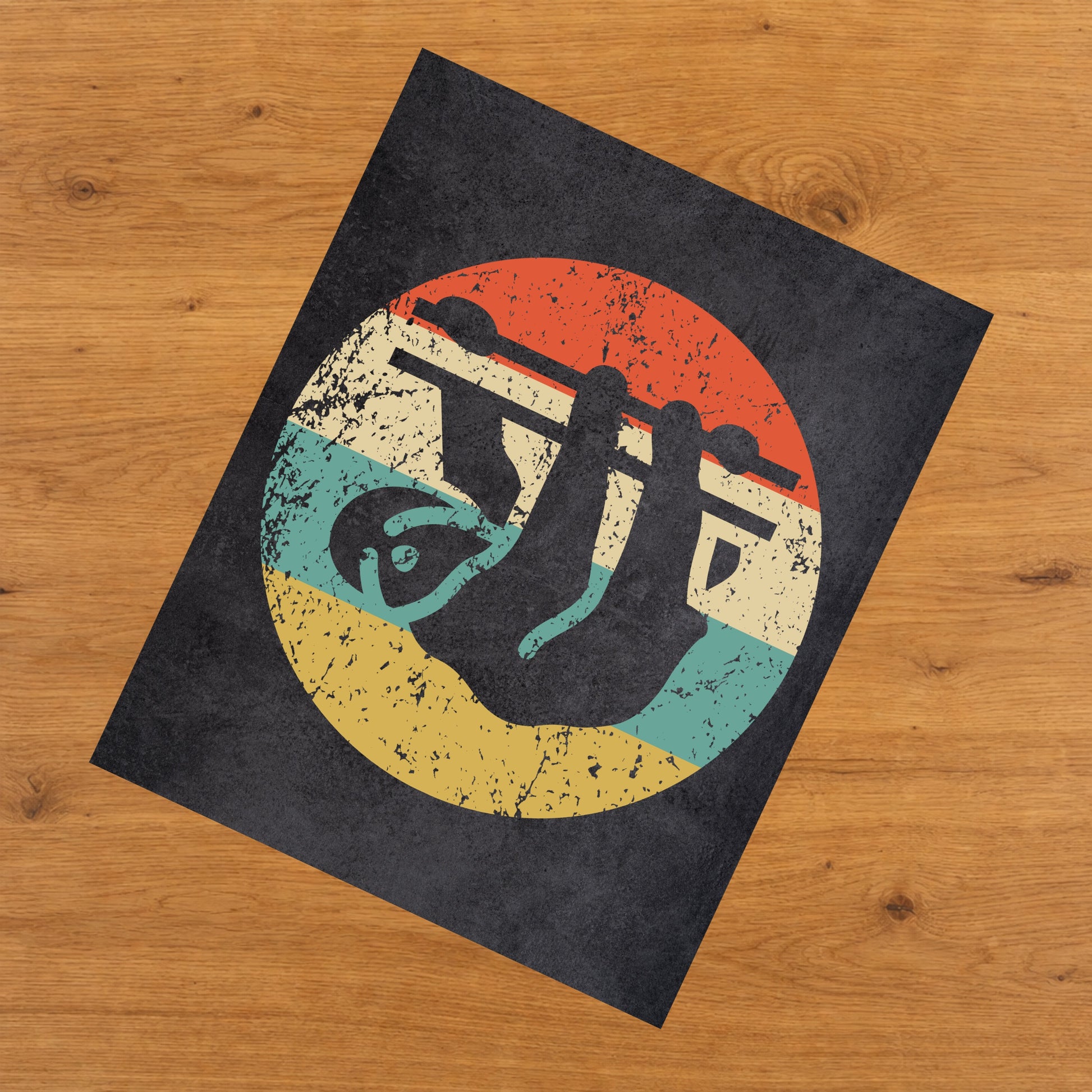 Sloth Animal Icon Retro 8"x10" Wall Art Print