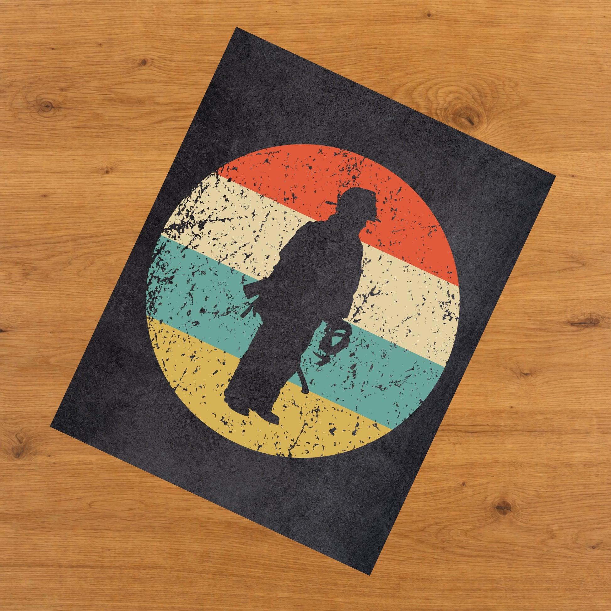 Fireman Firefighter Icon Retro 8"x10" Wall Art Print