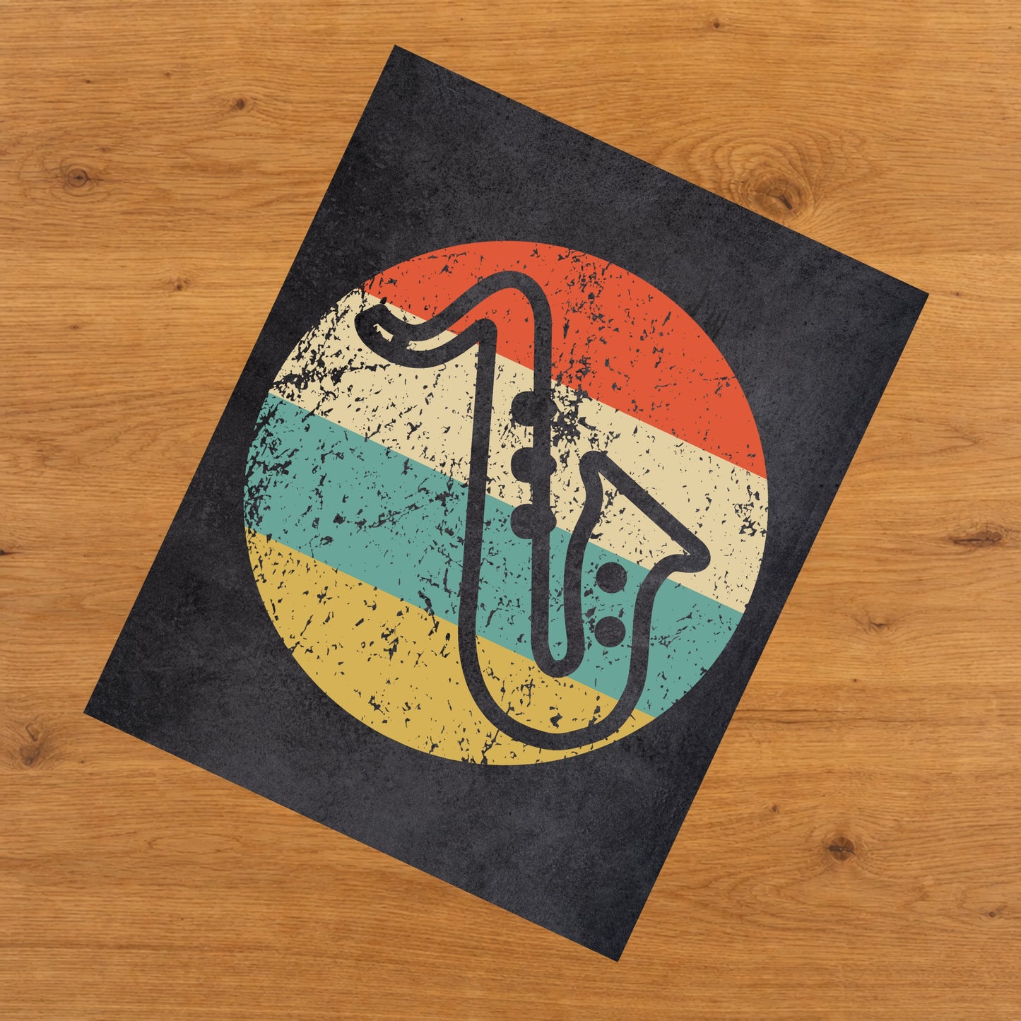 Saxophone Music Icon Retro 8"x10" Wall Art Print