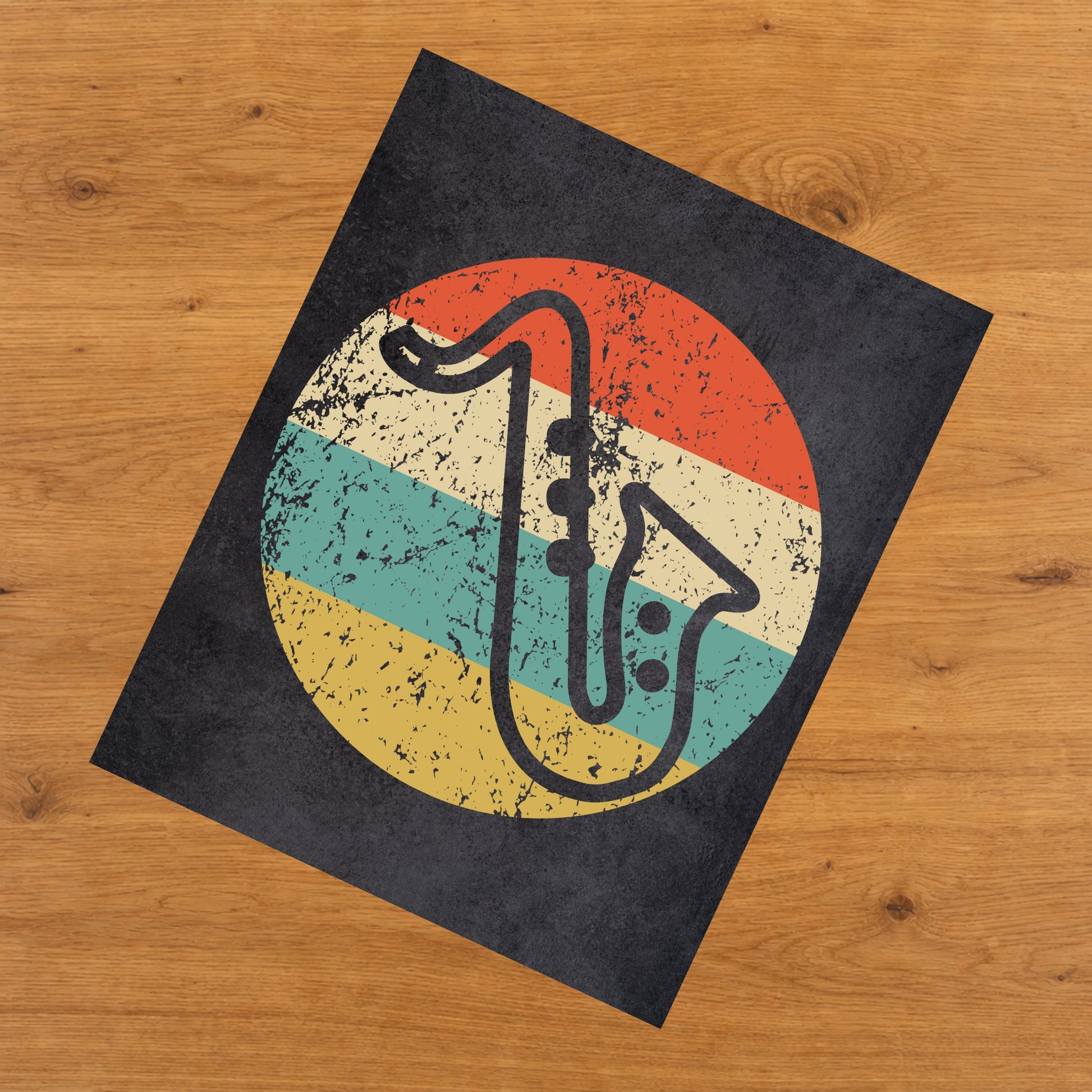 Saxophone Music Icon Retro 8"x10" Wall Art Print