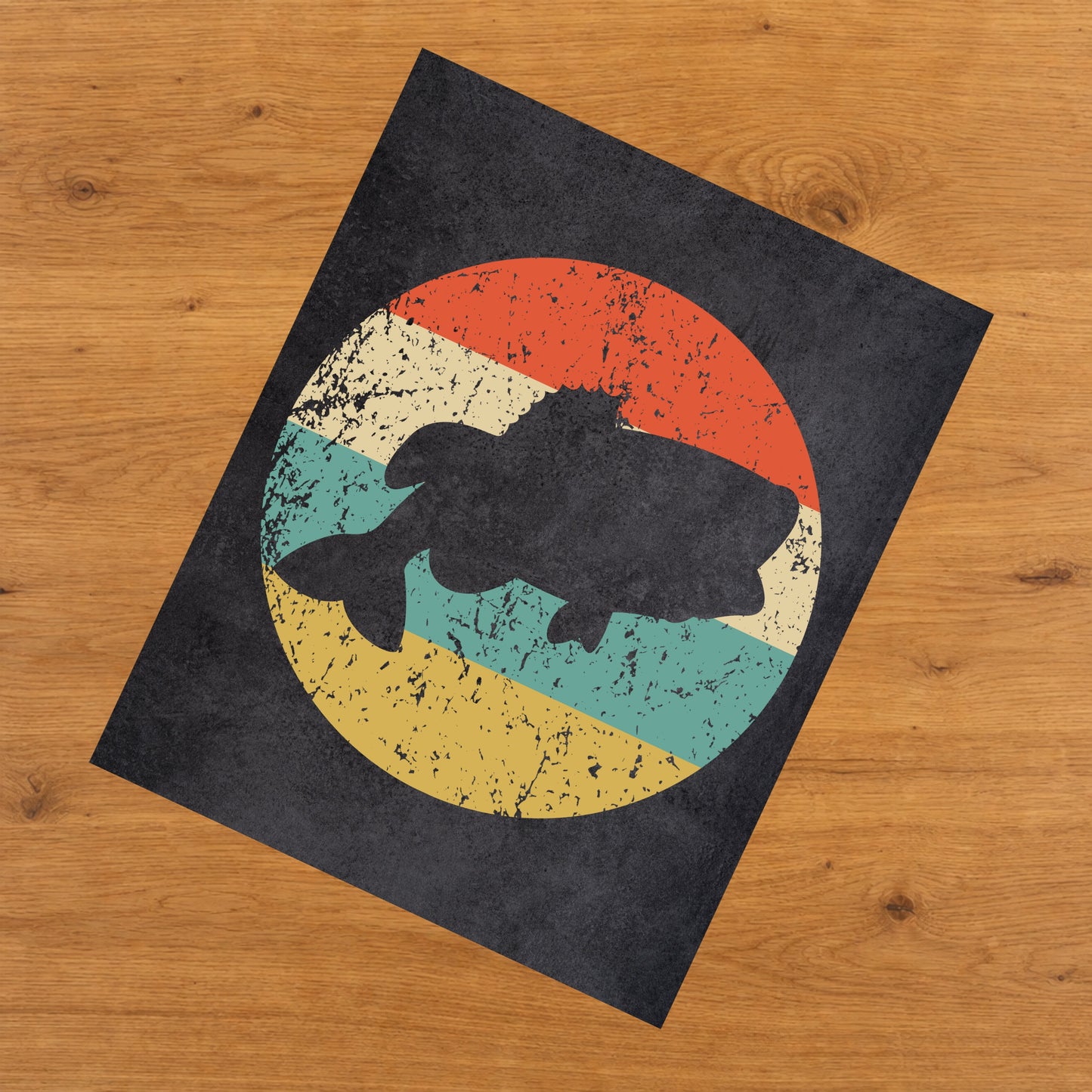 Bass Fishing Fish Icon Retro 8"x10" Wall Art Print
