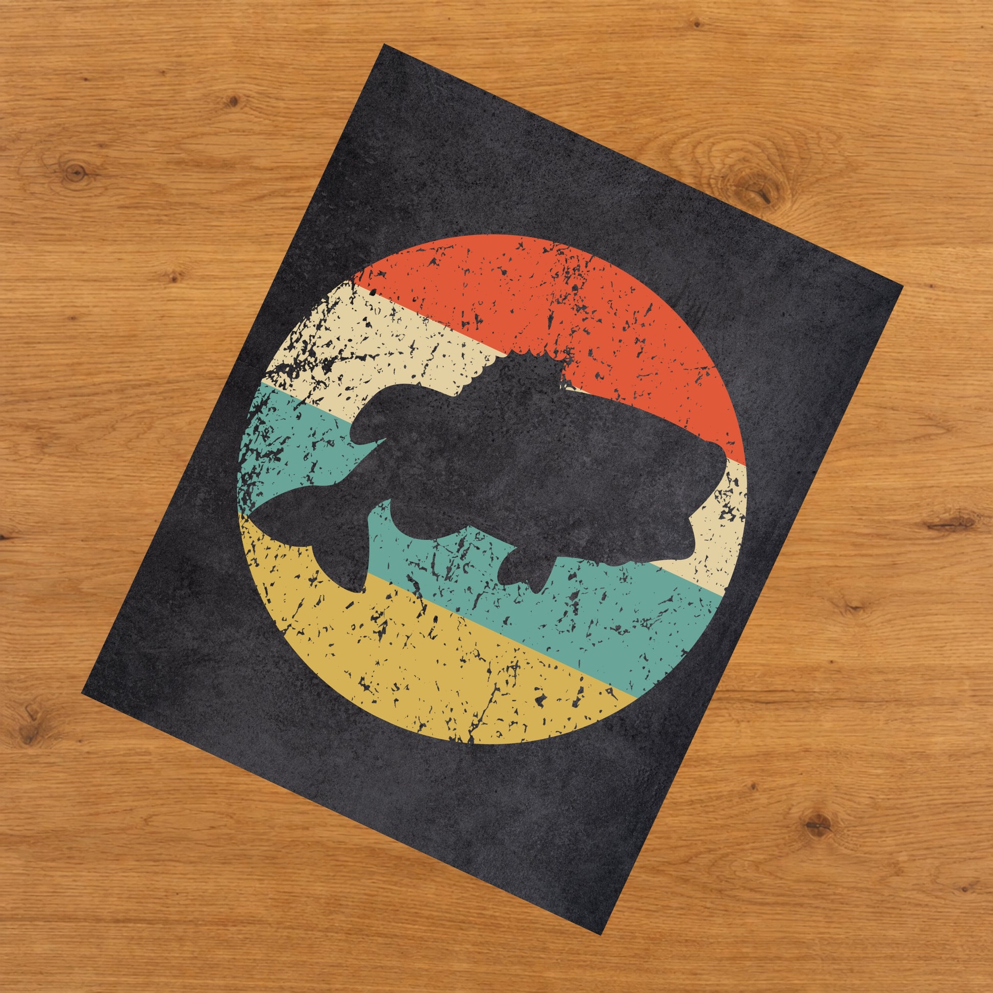 Bass Fishing Fish Icon Retro 8"x10" Wall Art Print