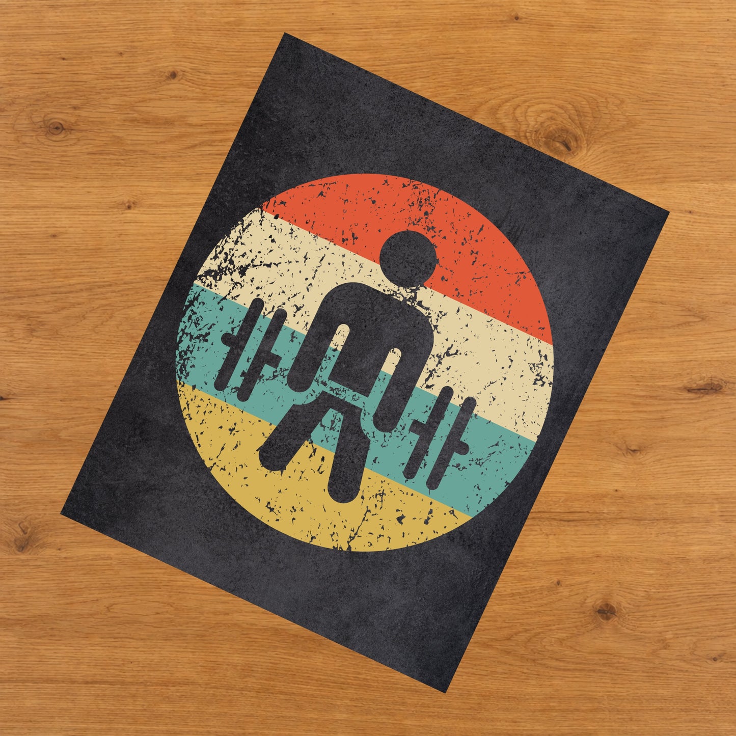 Dead Lift Weightlifting Icon Retro 8"x10" Wall Art Print