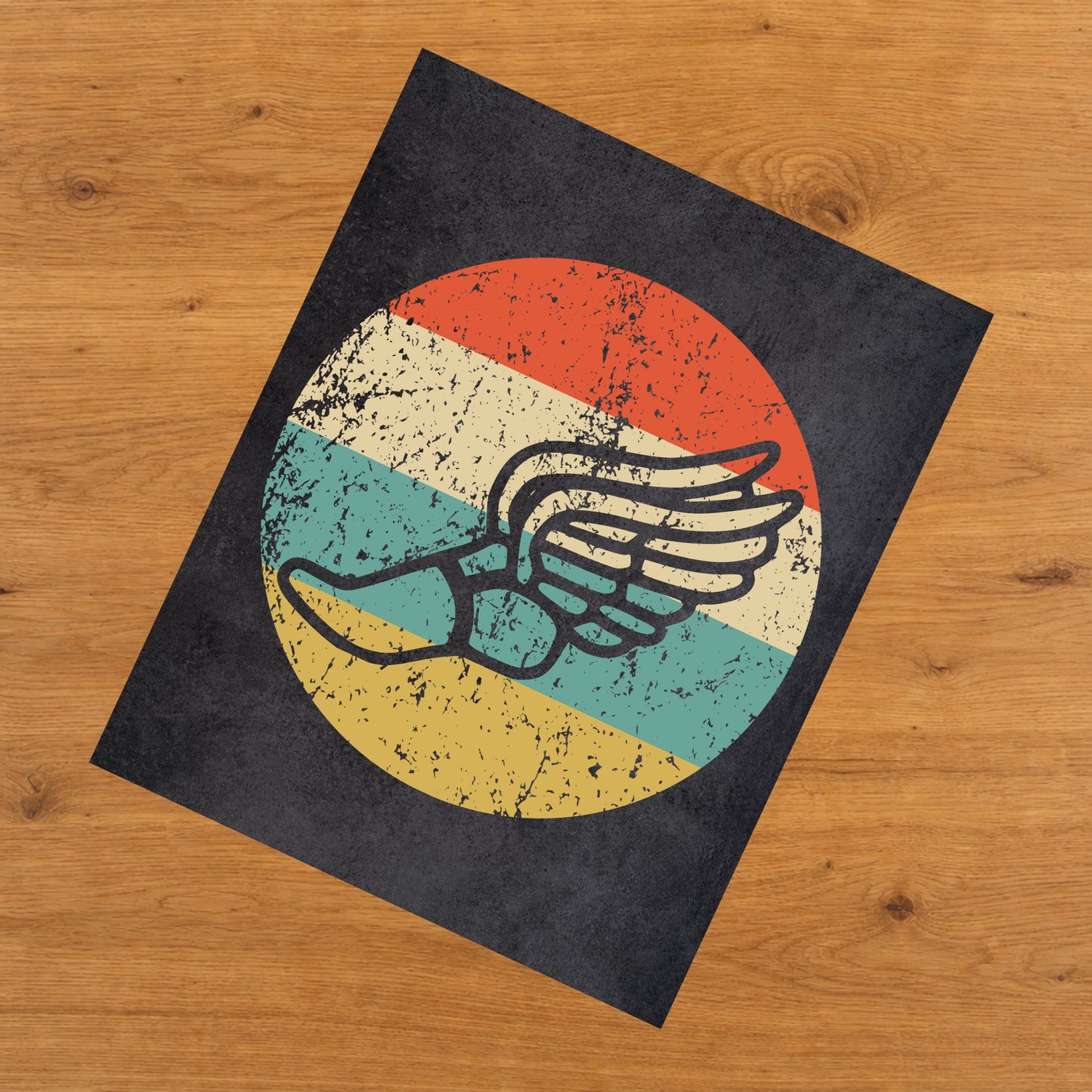 Running Shoe With Wings Track Icon Retro 8"x10" Wall Art Print
