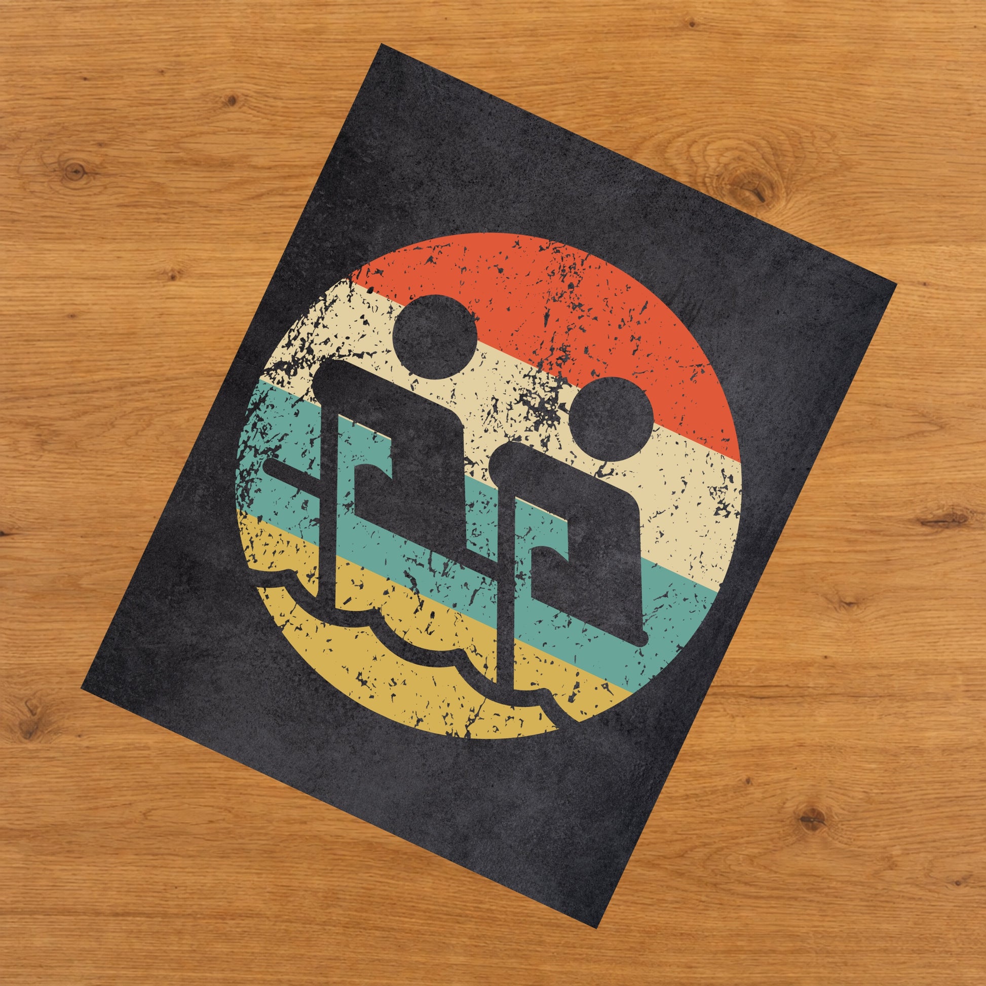 Rowing Crew Team Sports Icon Retro 8"x10" Wall Art Print