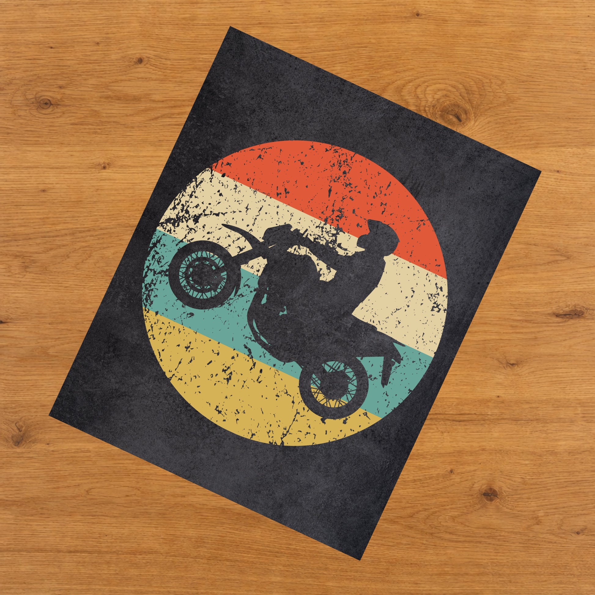 Motocross Rider Sports Icon Retro 8"x10" Wall Art Print