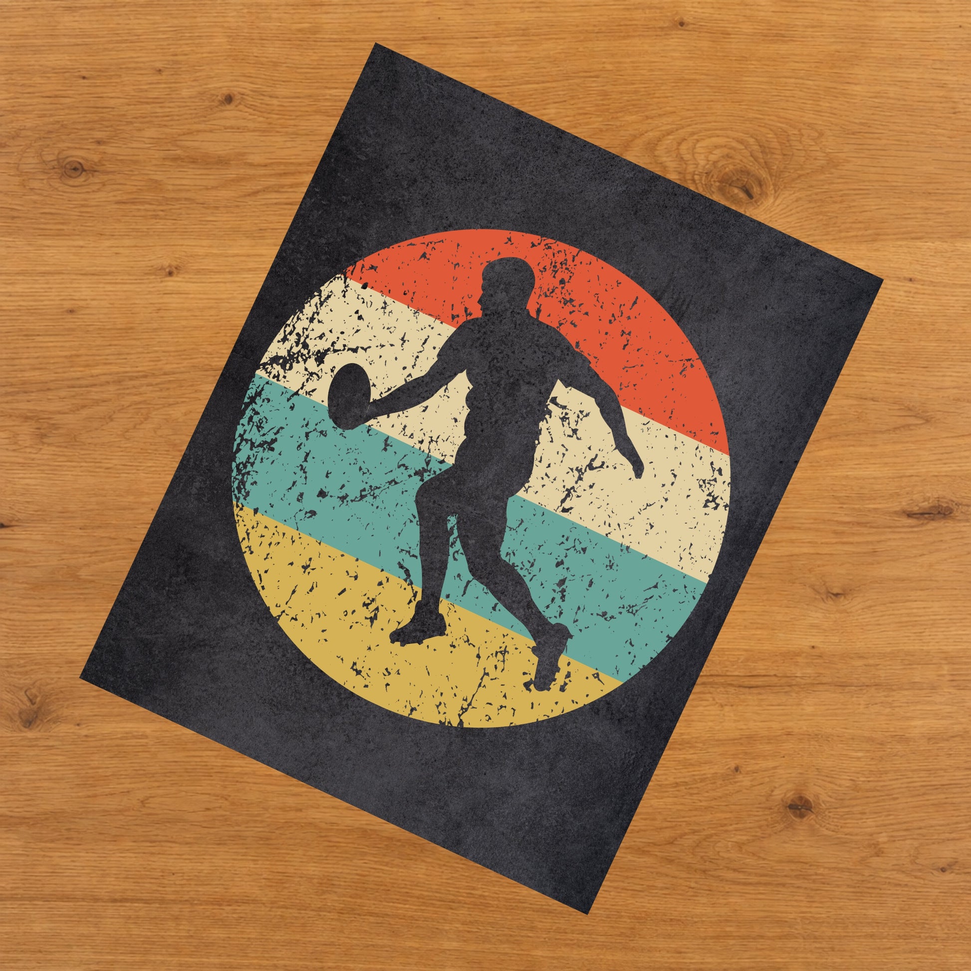 Rugby Player Sports Icon Retro 8"x10" Wall Art Print