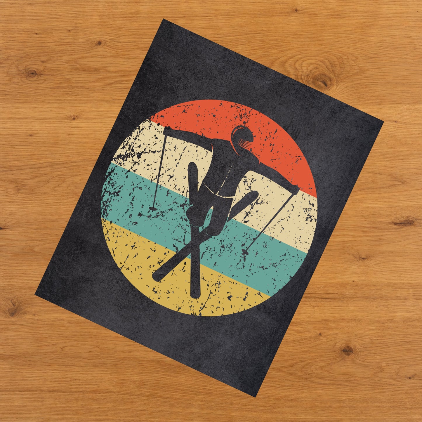 Extreme Skier Skiing Sports Icon Retro 8"x10" Wall Art Print
