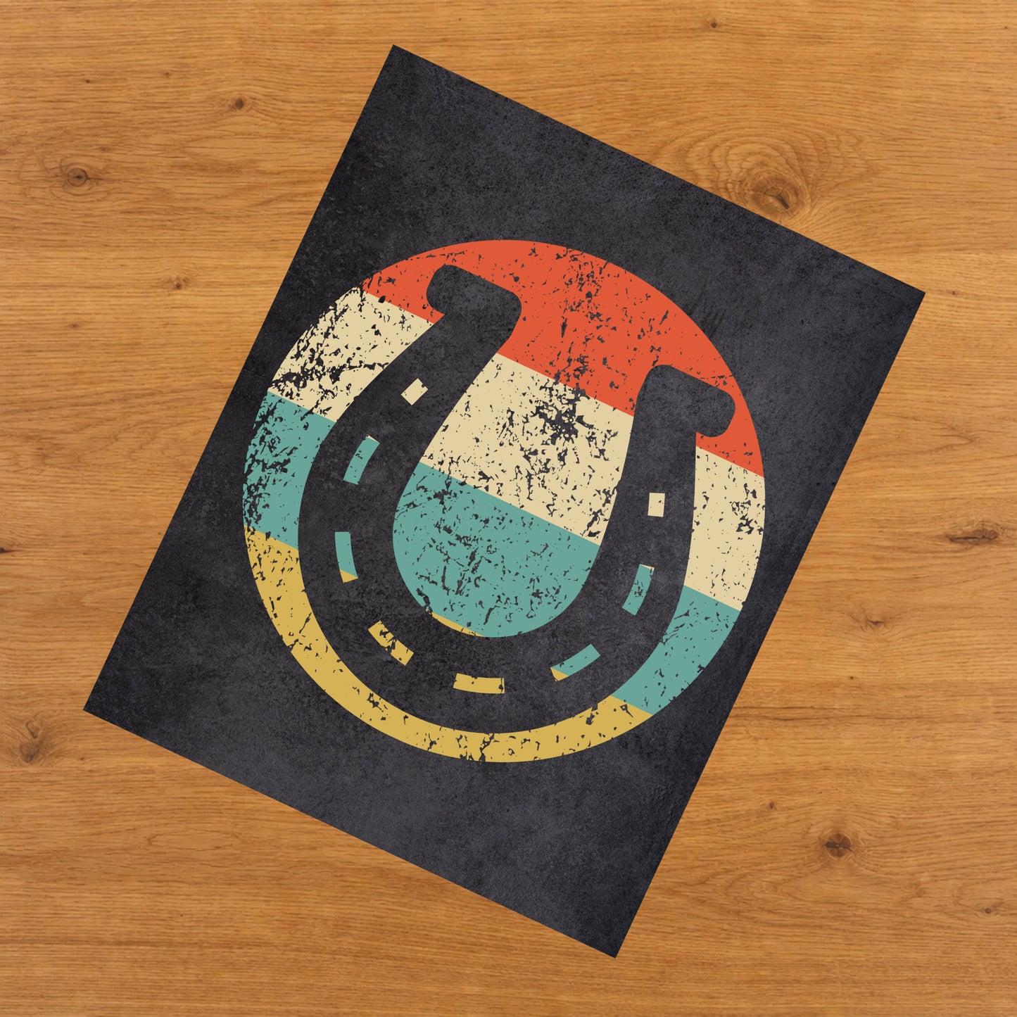 Horseshoes Icon Retro 8"x10" Wall Art Print