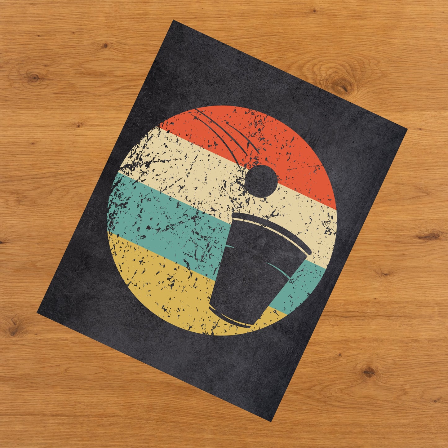 Beer Pong Icon Retro 8"x10" Wall Art Print