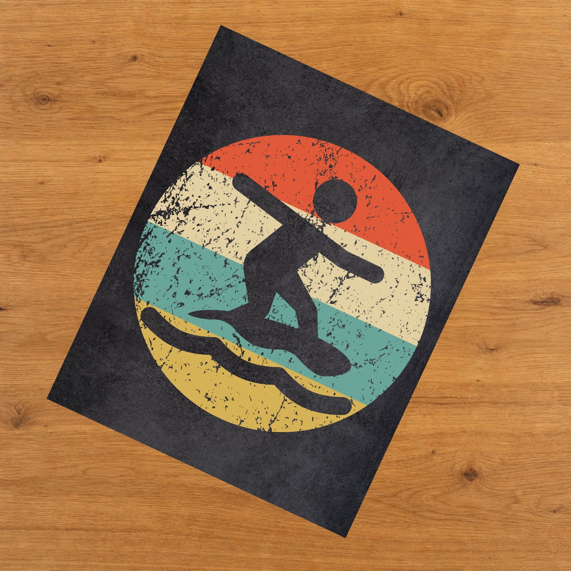 Skimboarding Icon Retro 8"x10" Wall Art Print