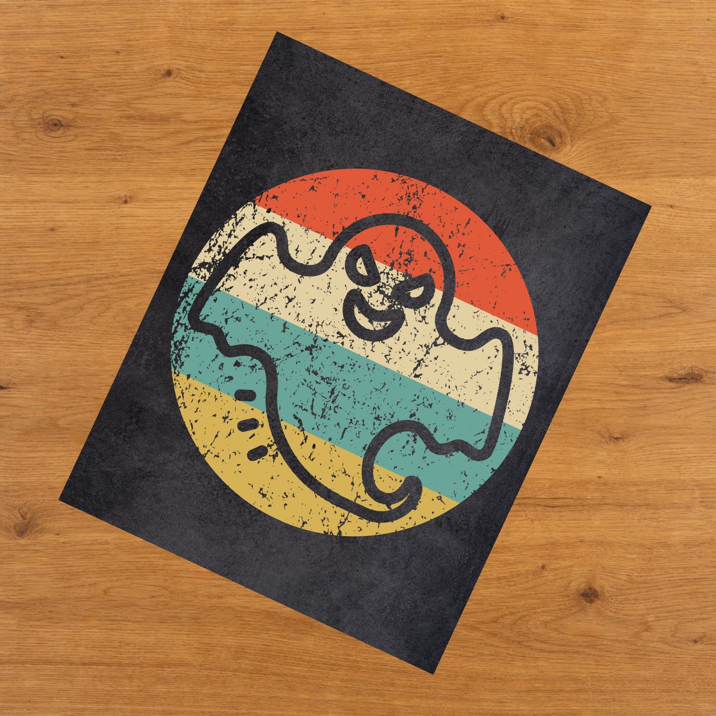 Ghost Halloween Icon Retro 8"x10" Wall Art Print
