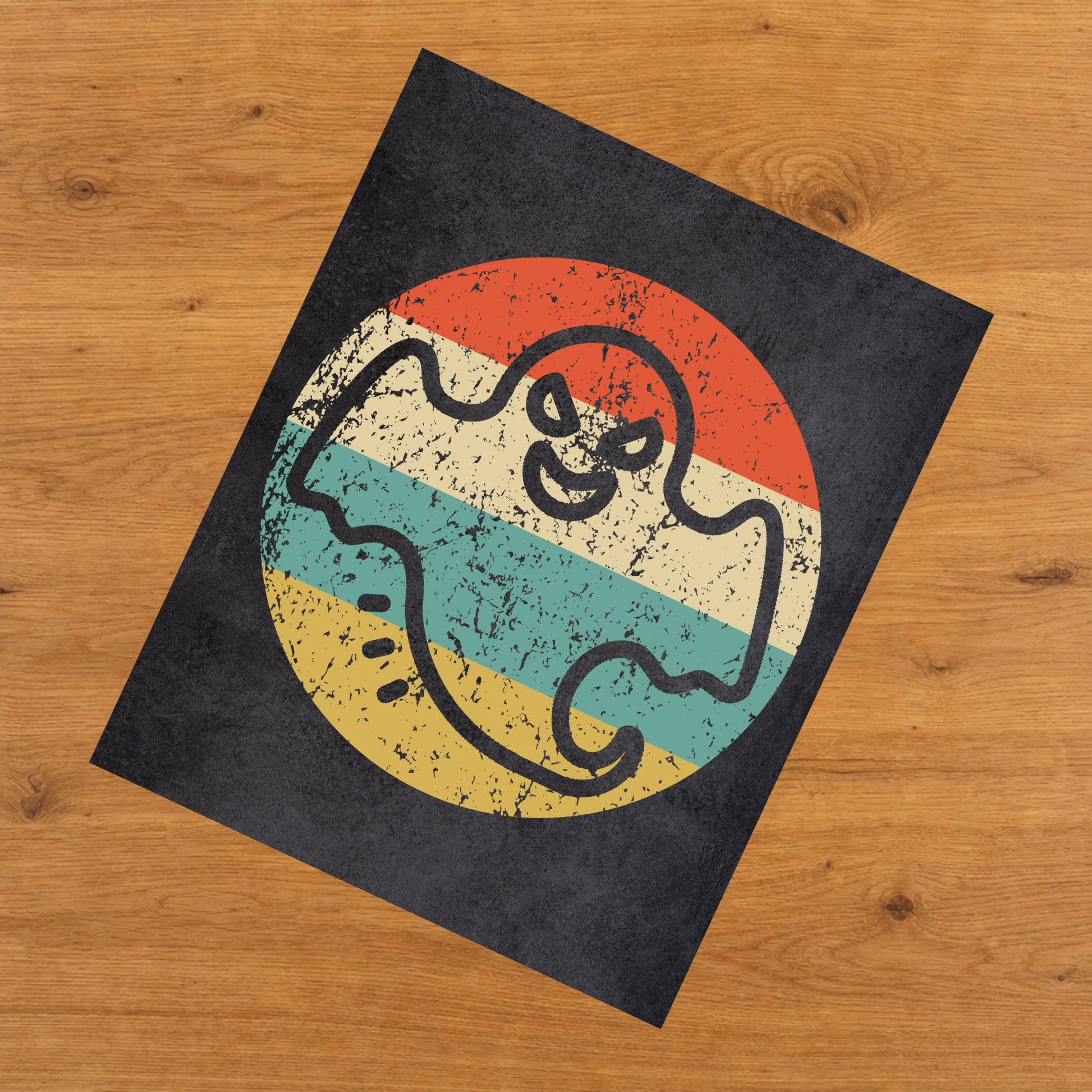 Ghost Halloween Icon Retro 8"x10" Wall Art Print