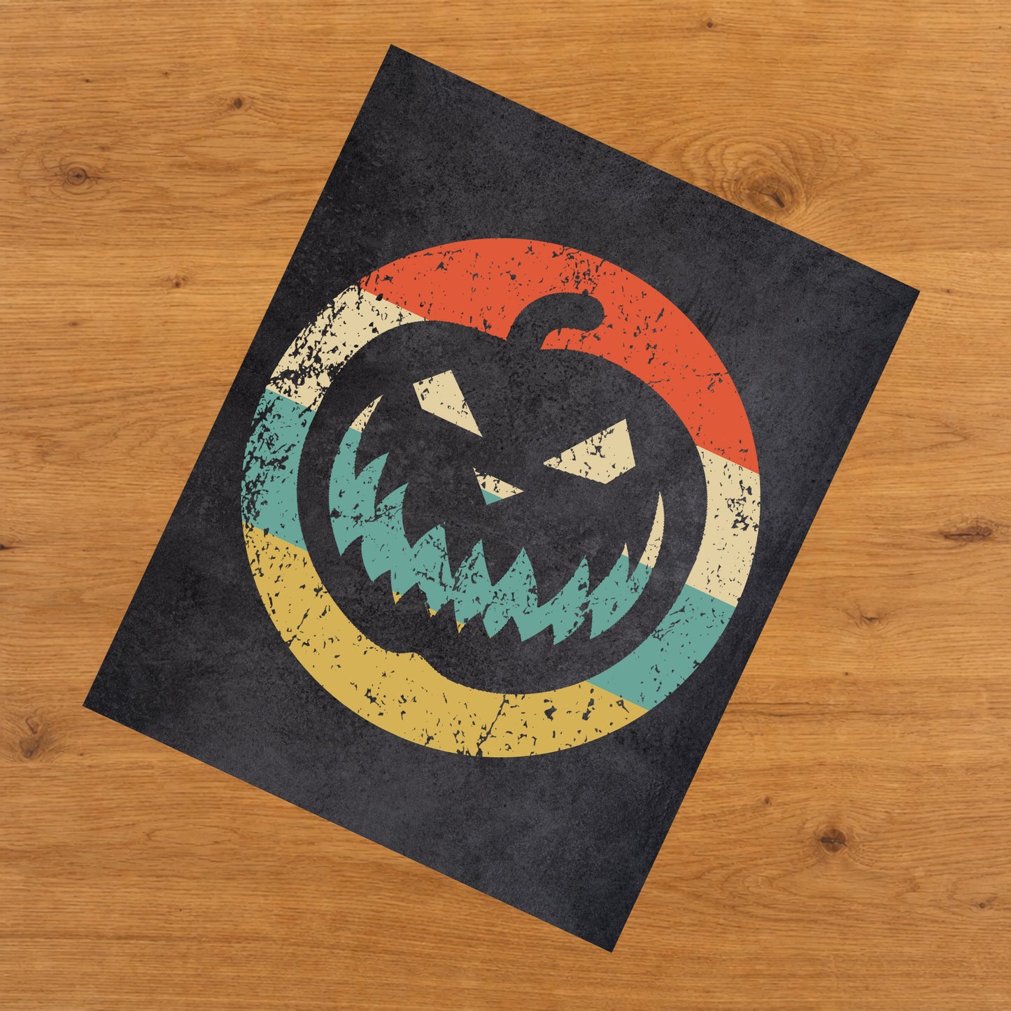 Jack-O-Lantern Pumpkin Halloween Icon Retro 8"x10" Wall Art Print